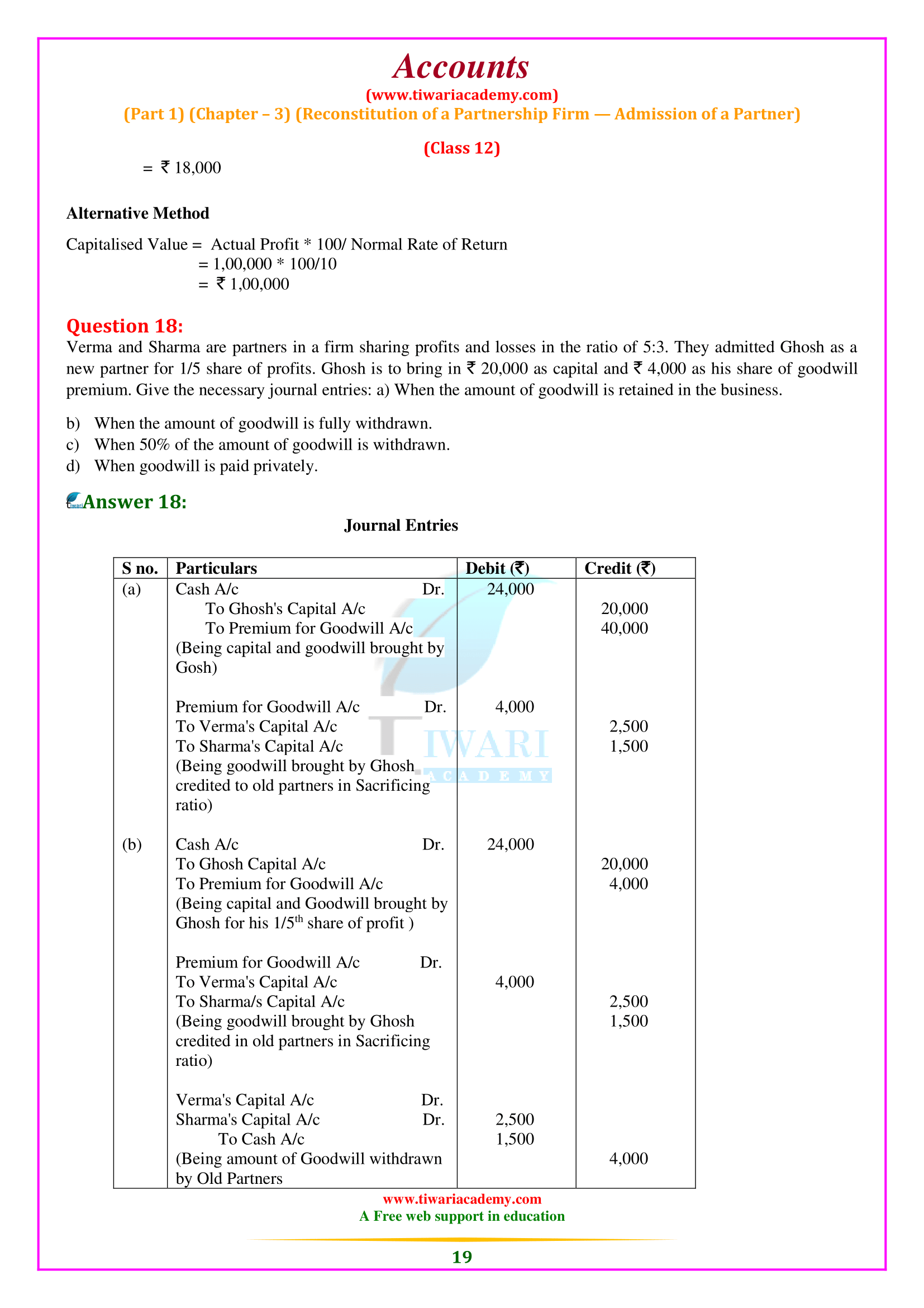 Class 12 Accountancy Chapter 3 NCERT Solutions