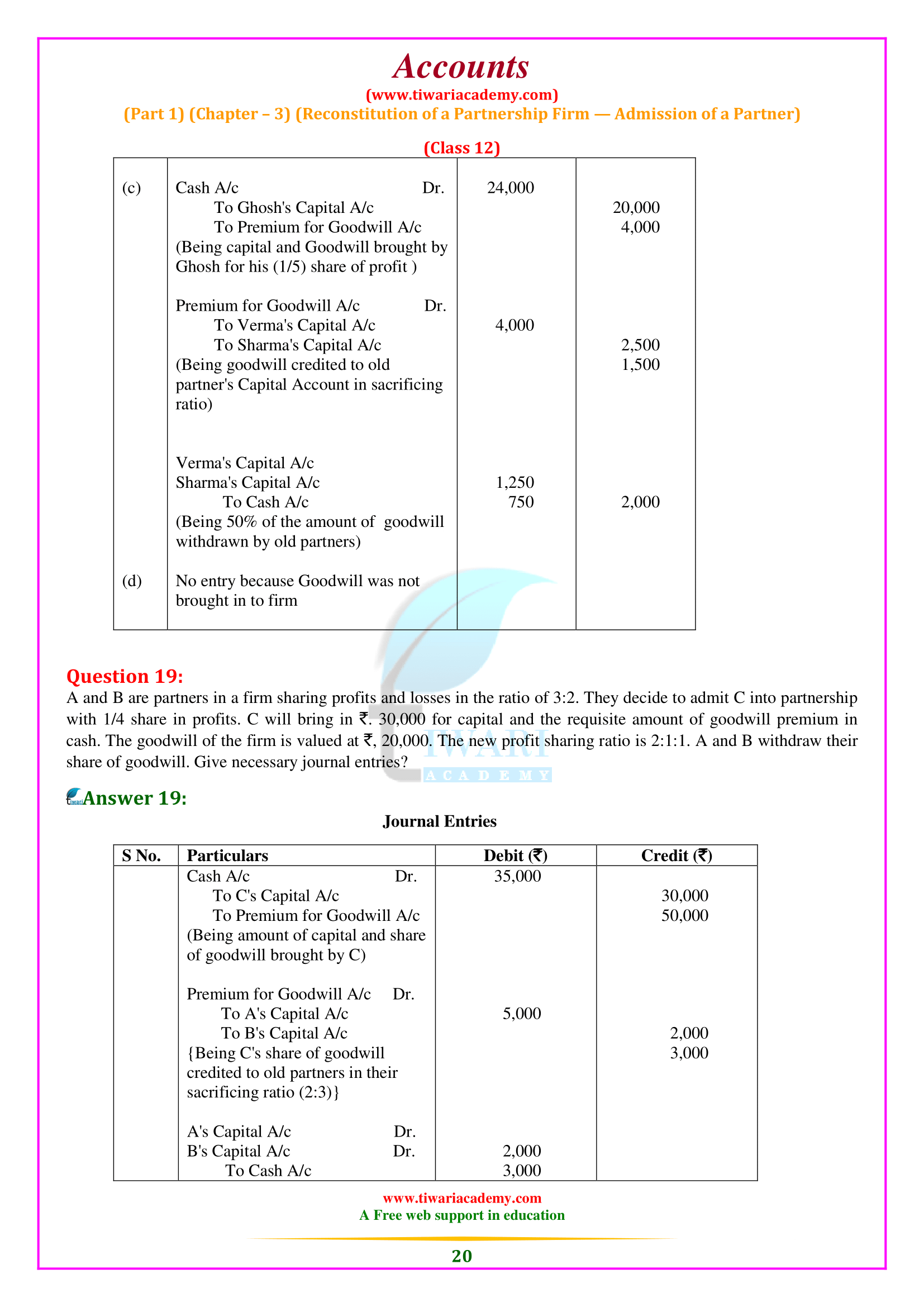 Class 12 Accountancy Chapter 3 CBSE solutions