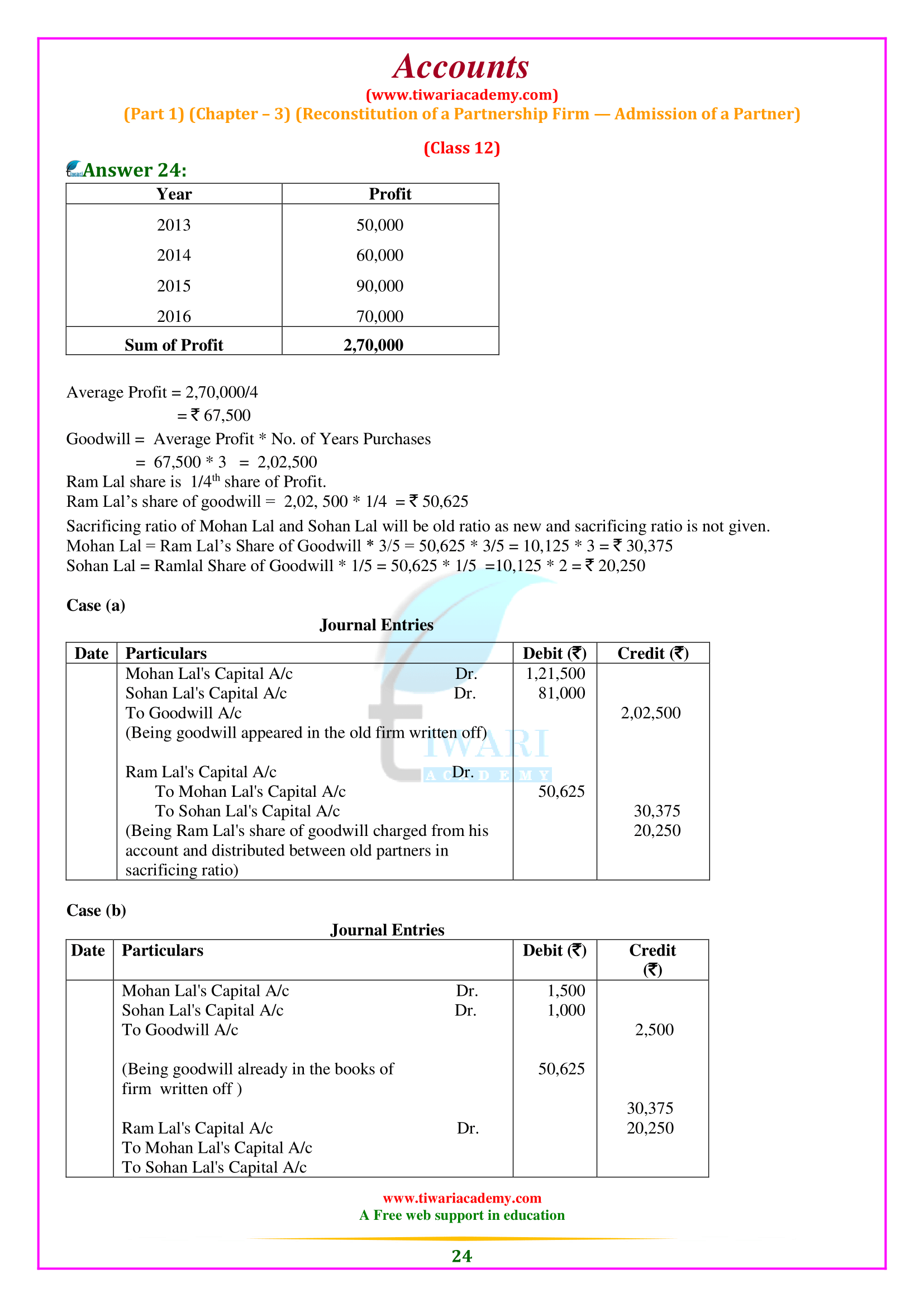 12th Accounts Chapter 3 question answers