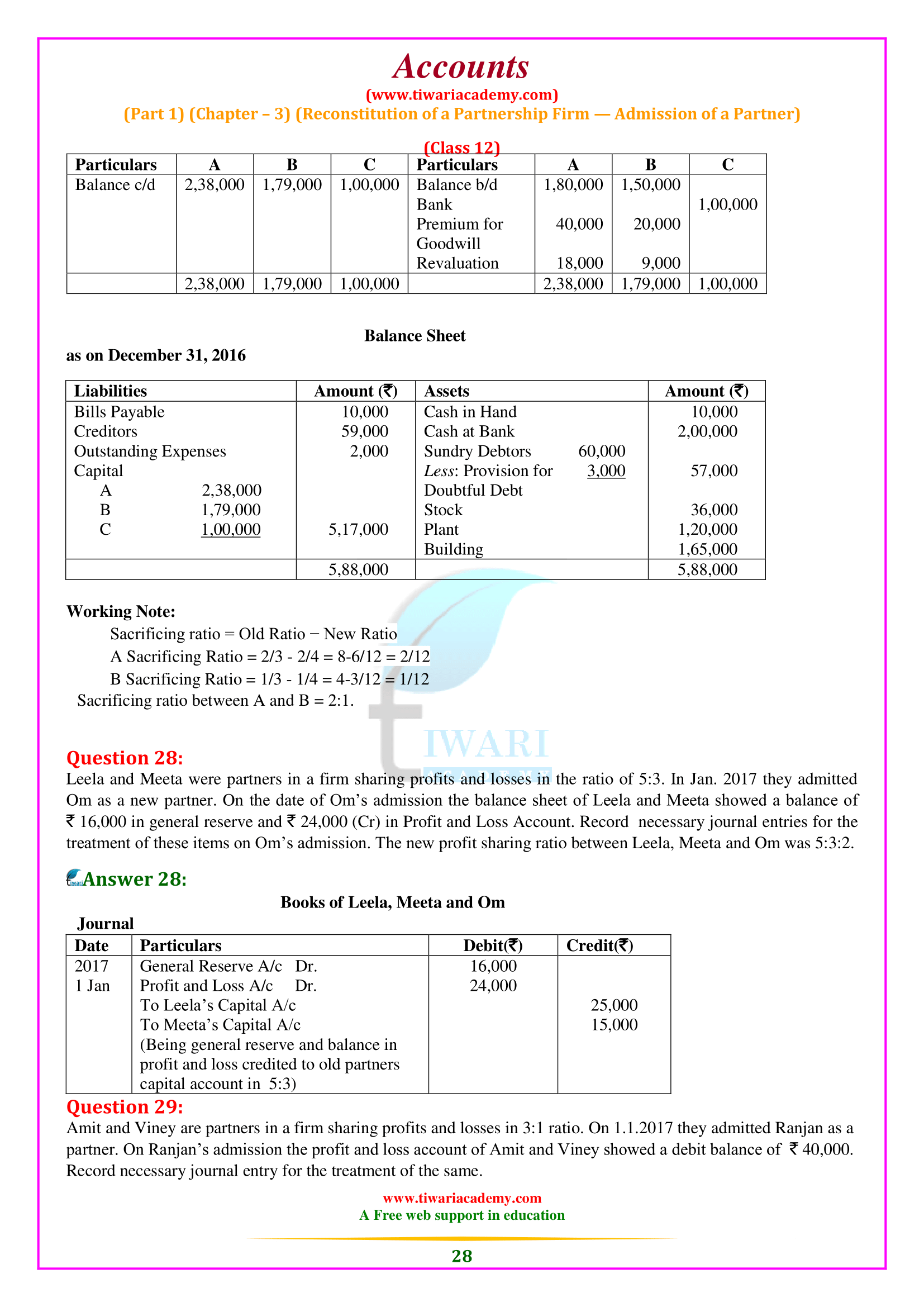 Class 12 Accounts Part 1 Chapter 3