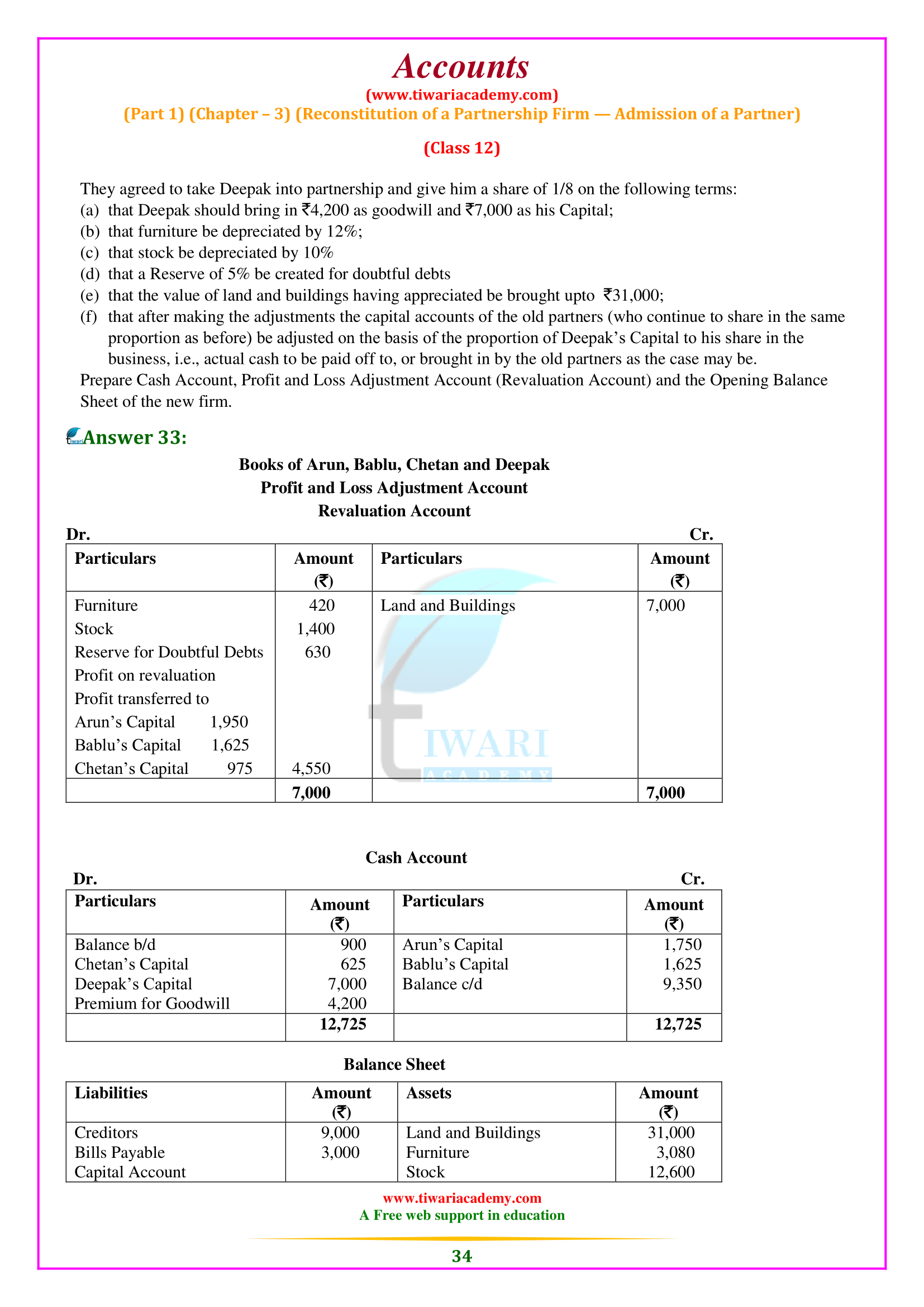 Class 12 Accounts Part 1 Chapter 3 for up board