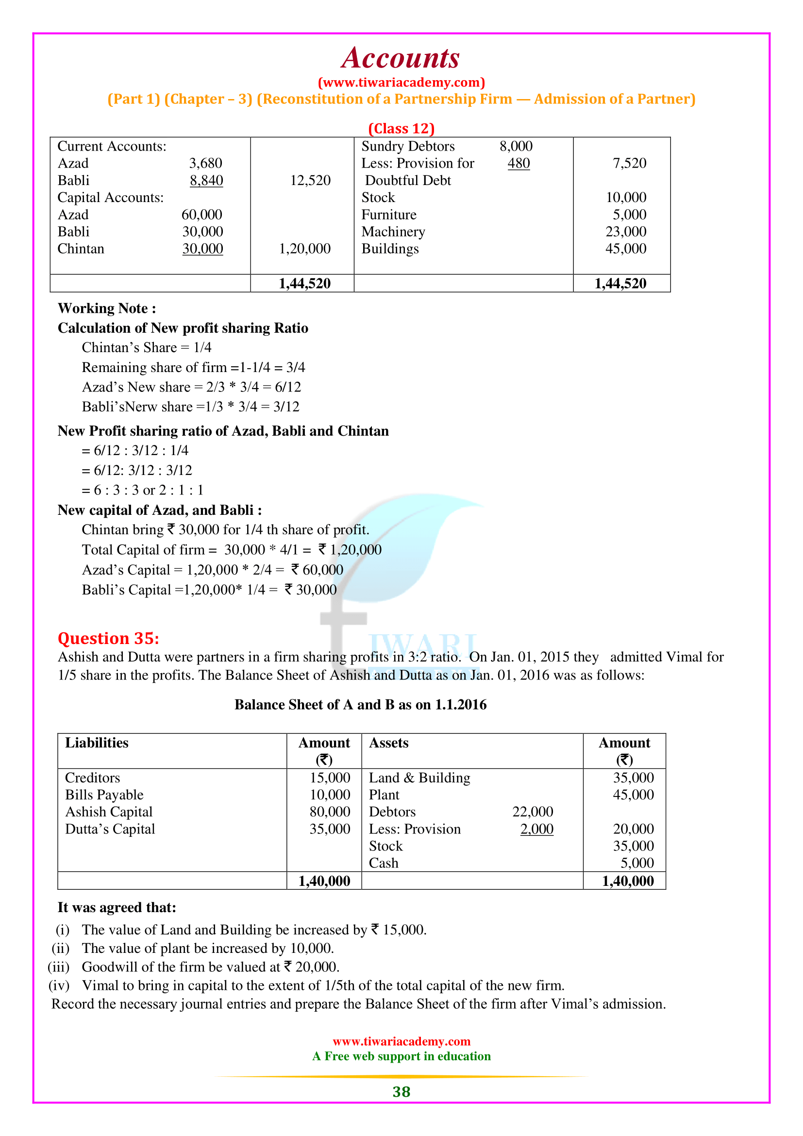 Class 12 Accounts Part 1 Chapter 3 NCERT 2025-26