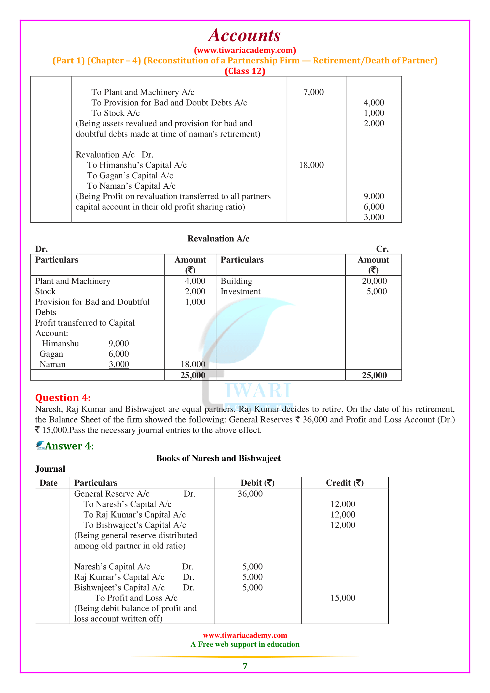 NCERT Solutions for Class 12 Accountancy Chapter 4 Admission of a Partner for 2024-25