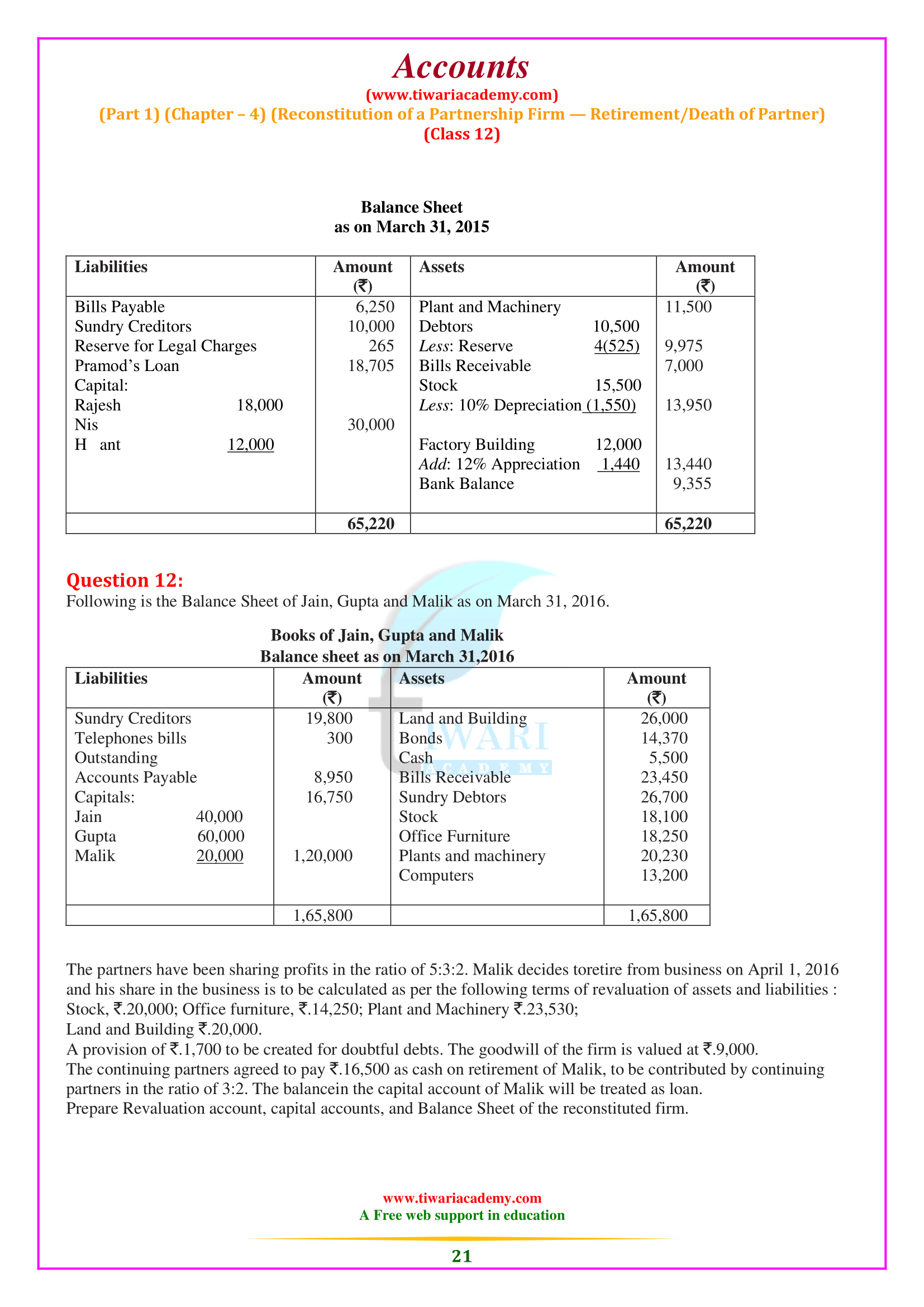 Class 12 Accounts Chapter 4 free to use