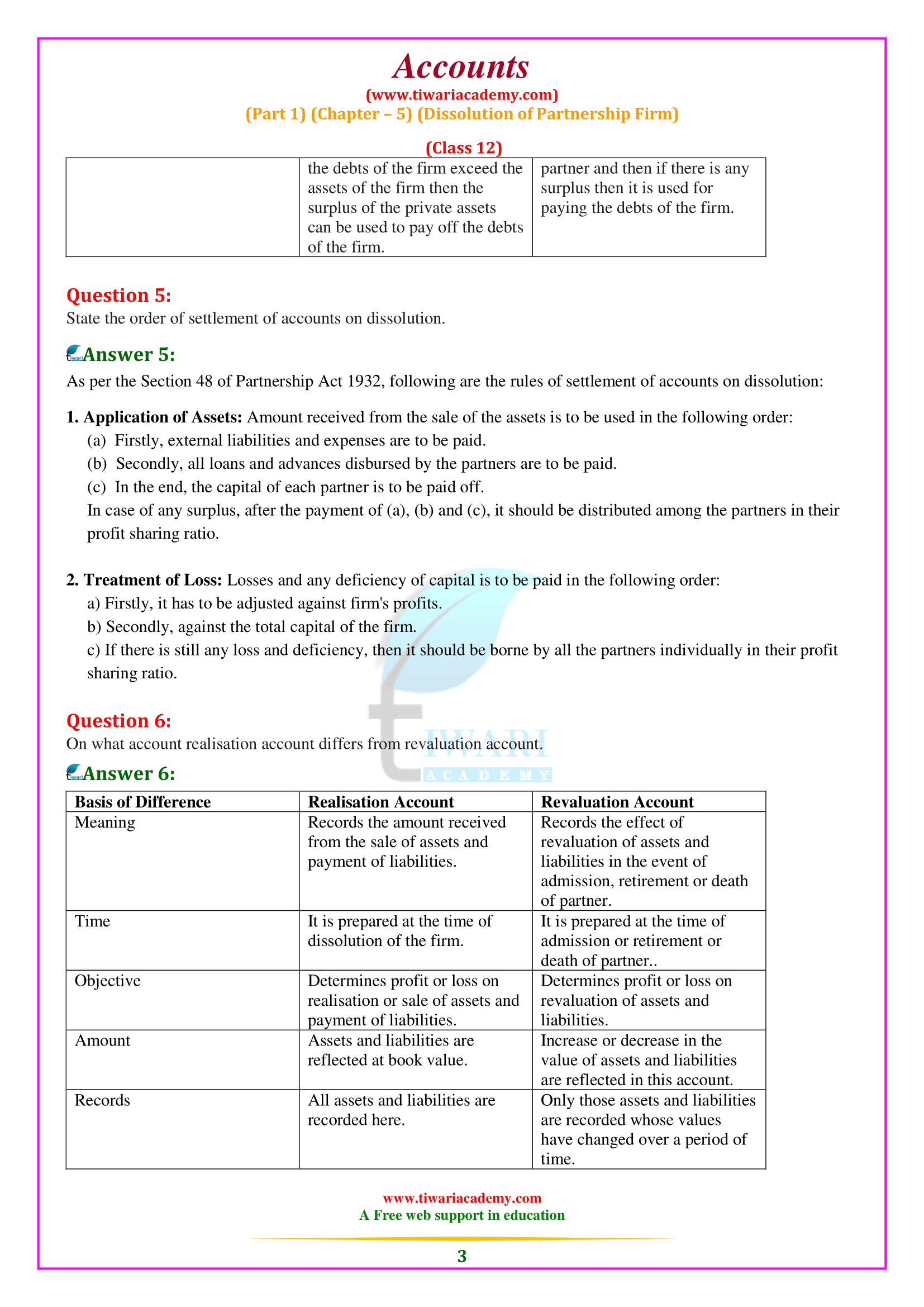 NCERT Solutions for Class 12 Accountancy Chapter 5 (Part 1)