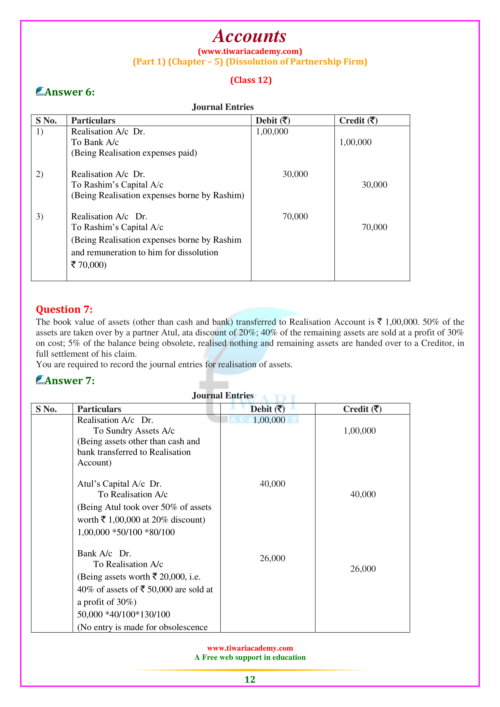 Class 12 Accountancy Chapter 5 solutions