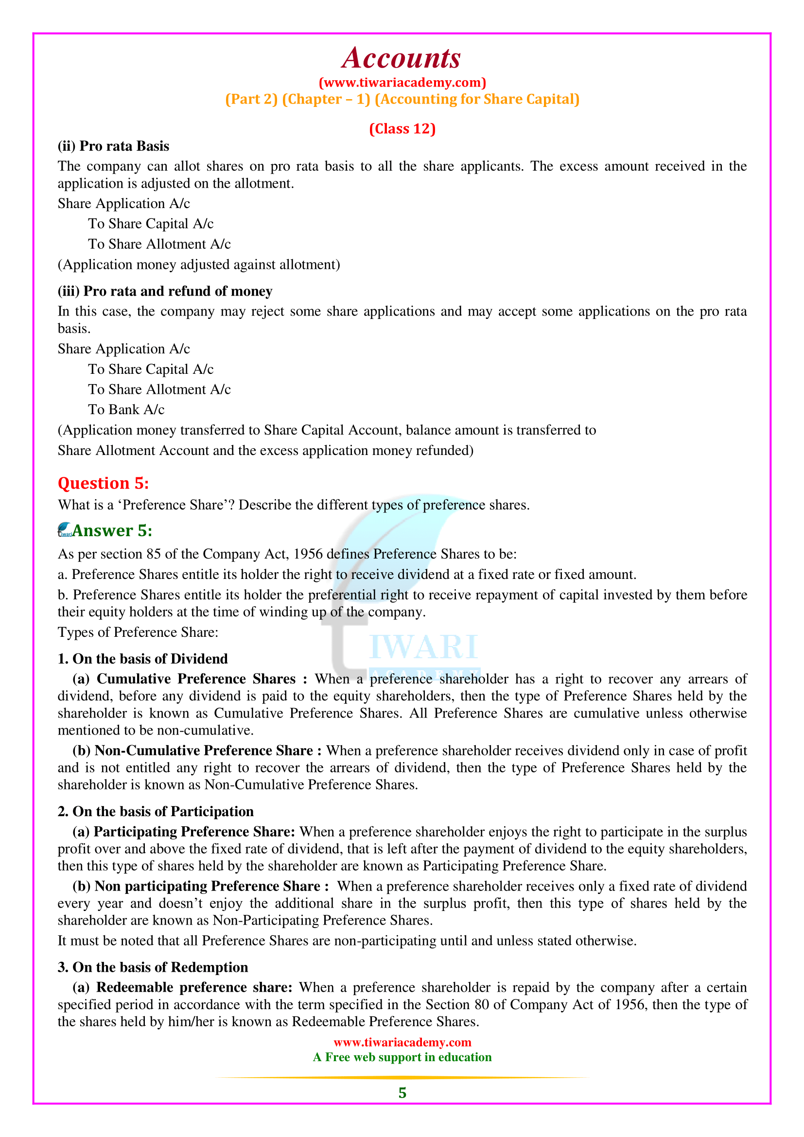 Accountancy Part 2 Chapter 1 Accounting for Share Capital.