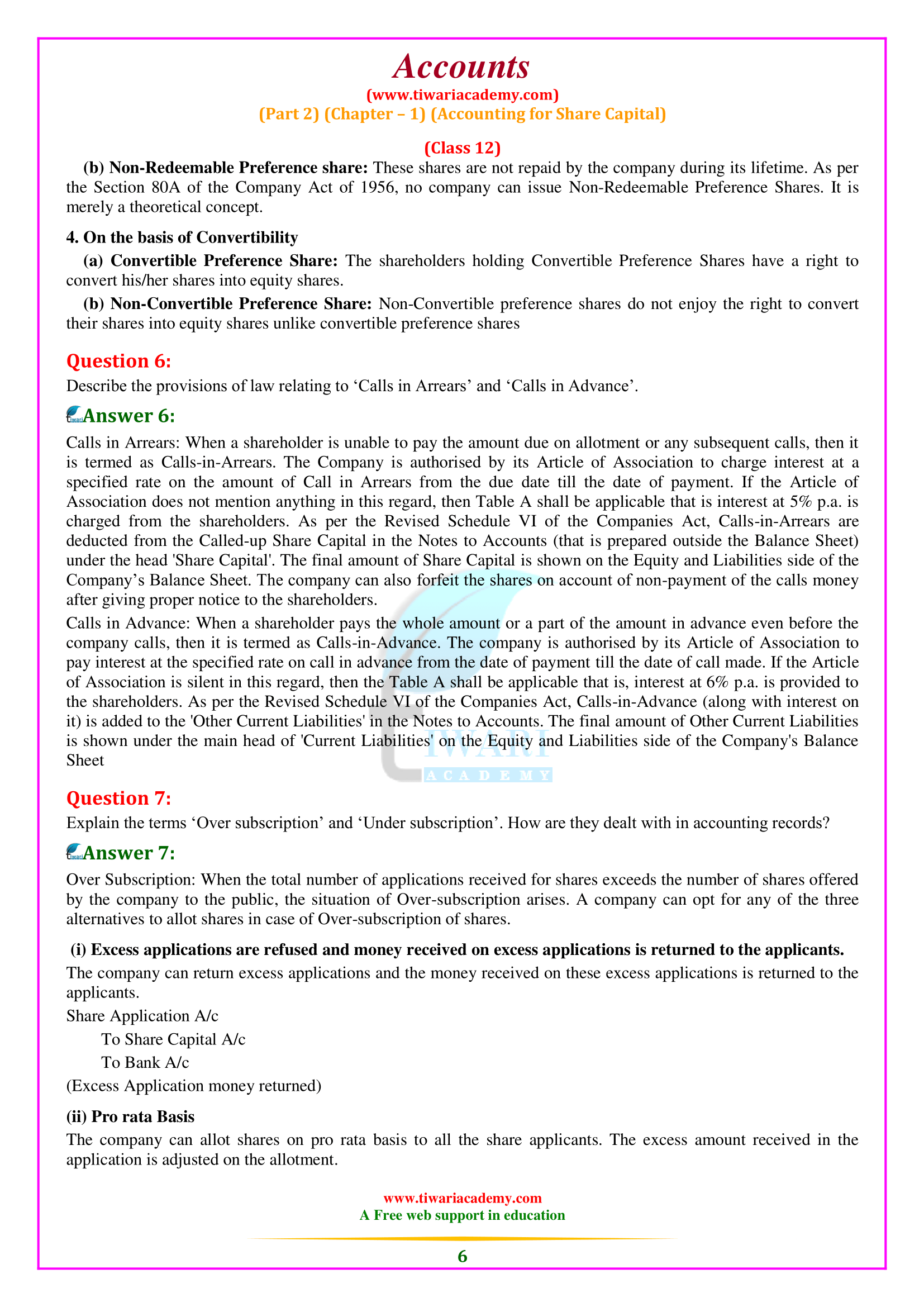 12th Accountancy Part 2 Chapter 1 Accounting for Share Capital.