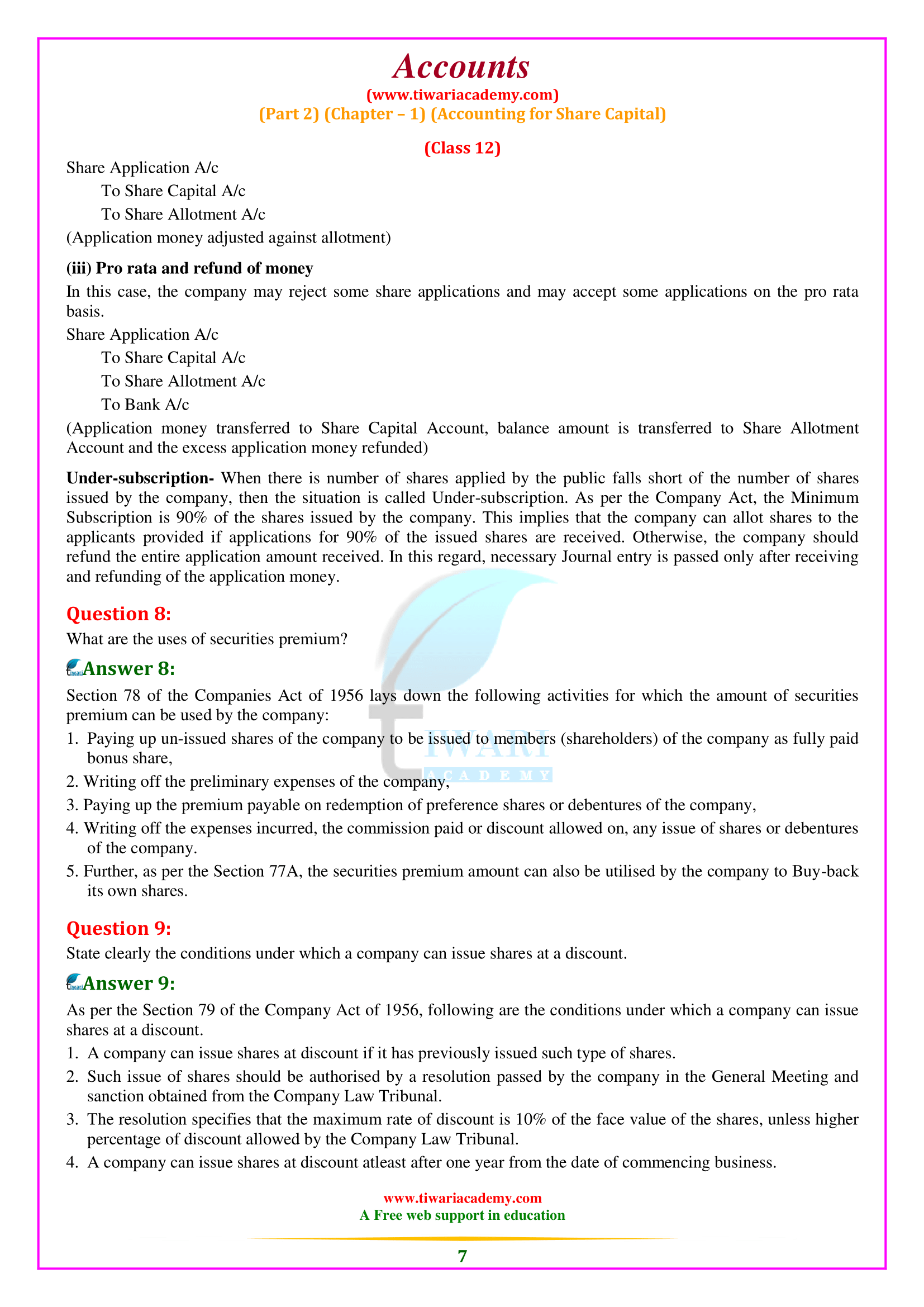 Class 12 Accountancy Chapter 1 Accounting for Share Capital.