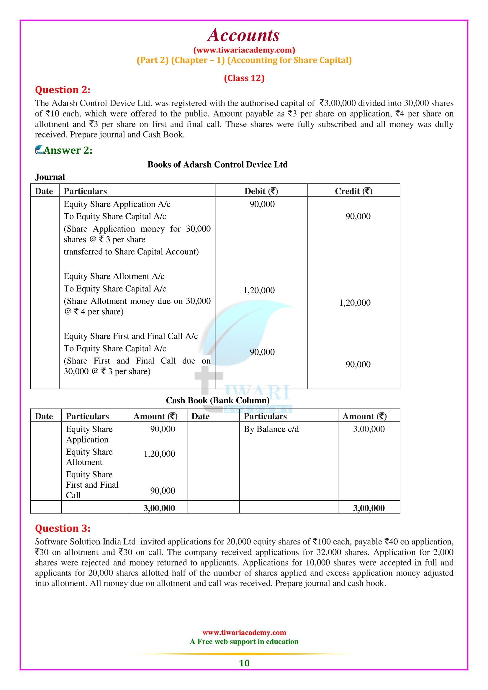 NCERT Solutions for Class 12 Accounts ch. 1 part 2