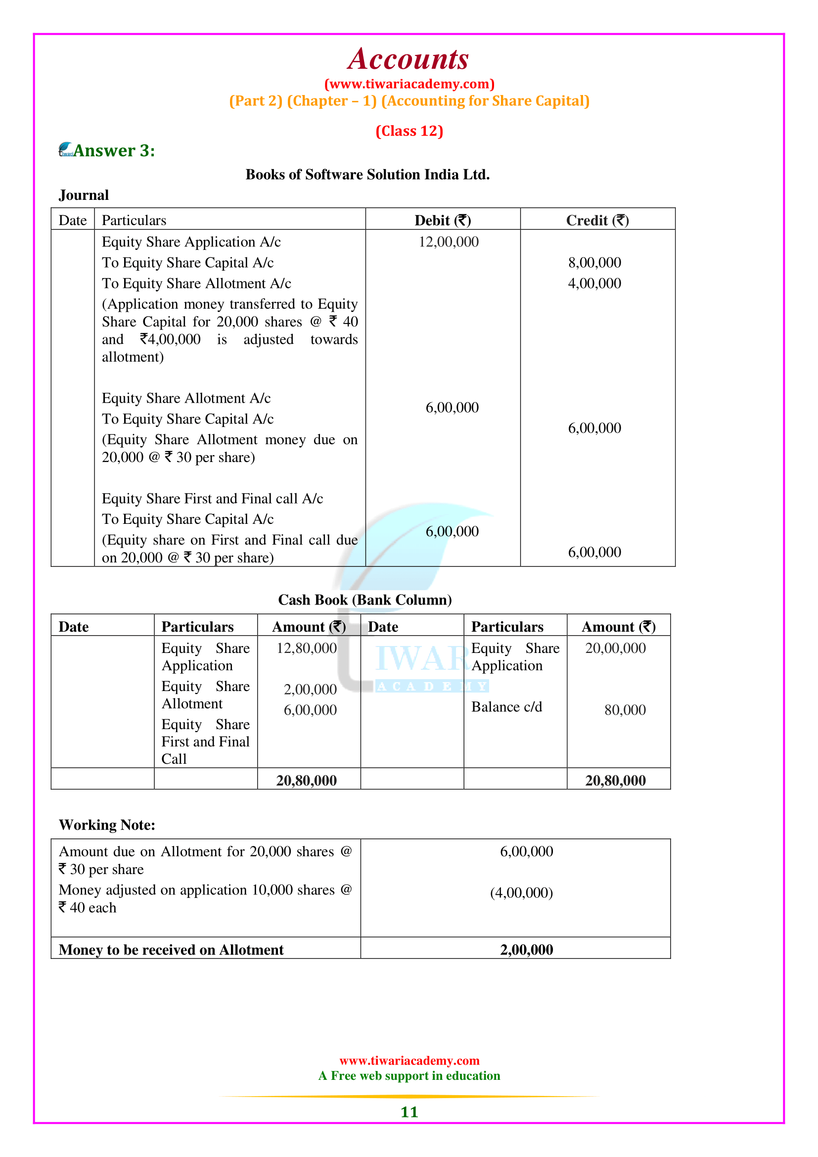 NCERT Solutions for Class 12 Accounts Part 2 Chapter 1 Accounting for Share Capital.