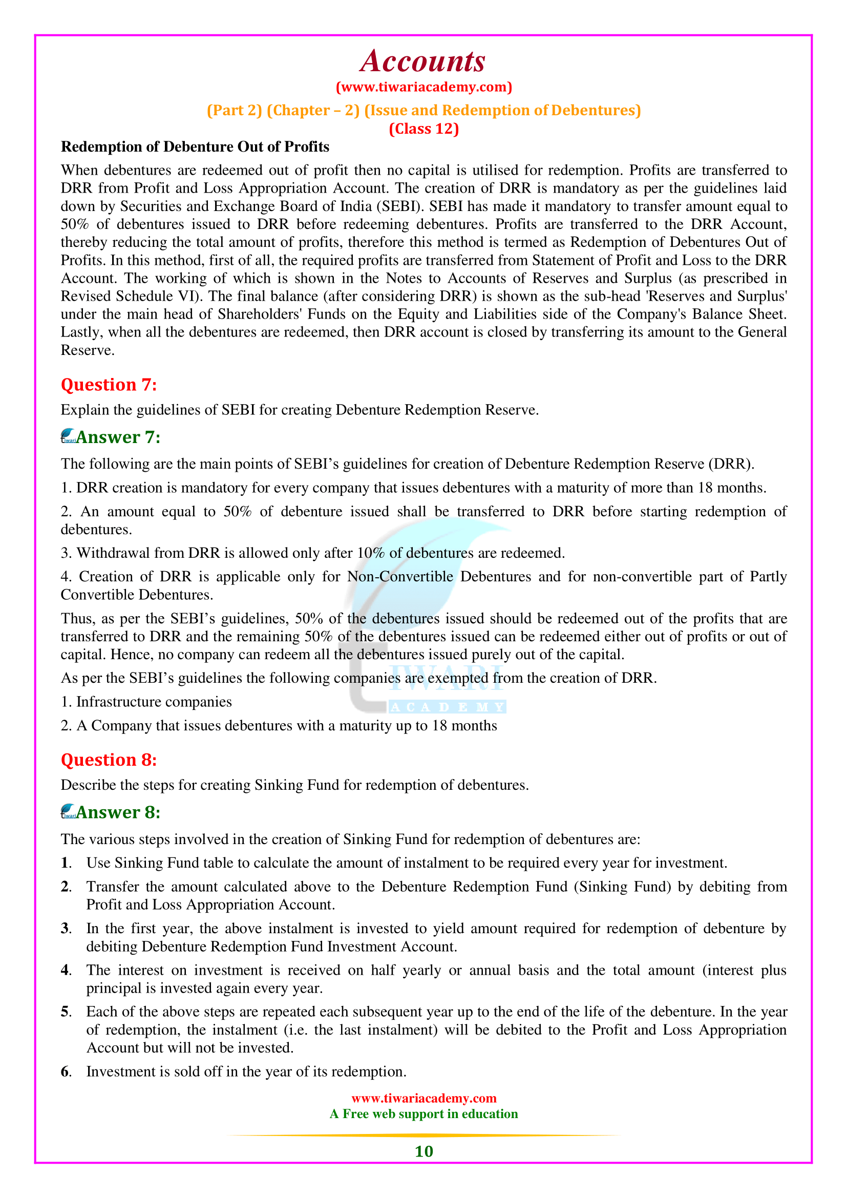 CBSE Solutions for Class 12 Accountancy Chapter 2 Issue and Redemption of Debentures.