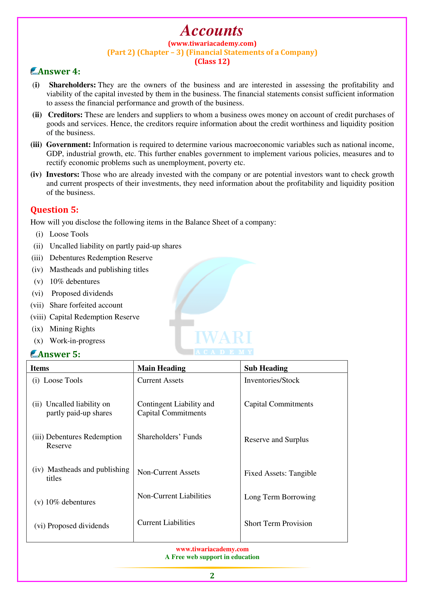 NCERT Solutions for Class 12 Accountancy Part 2 Chapter 3