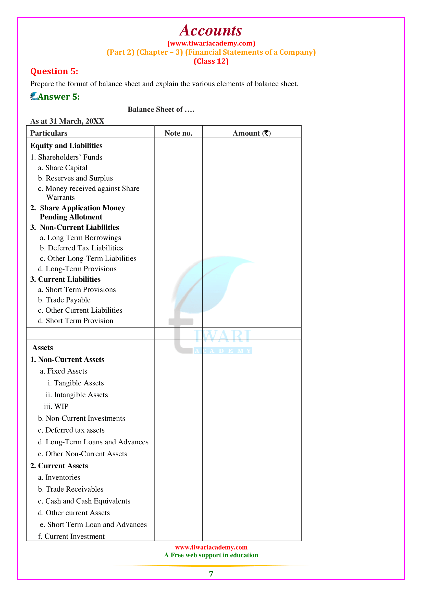 Class 12 Accounts Part 2 Chapter 3 question answers