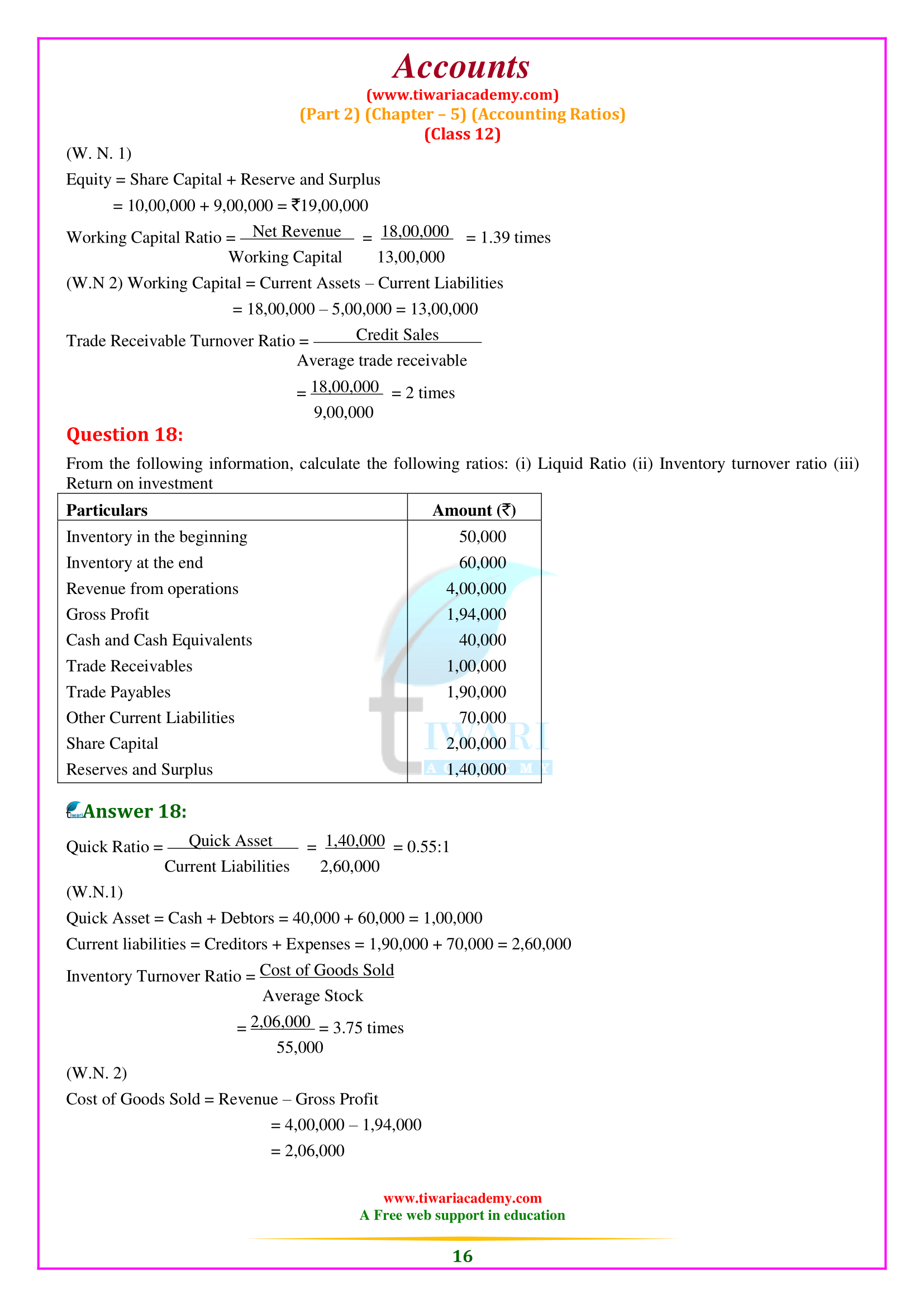 Class 12 Accounts Chapter 5 book number two answers