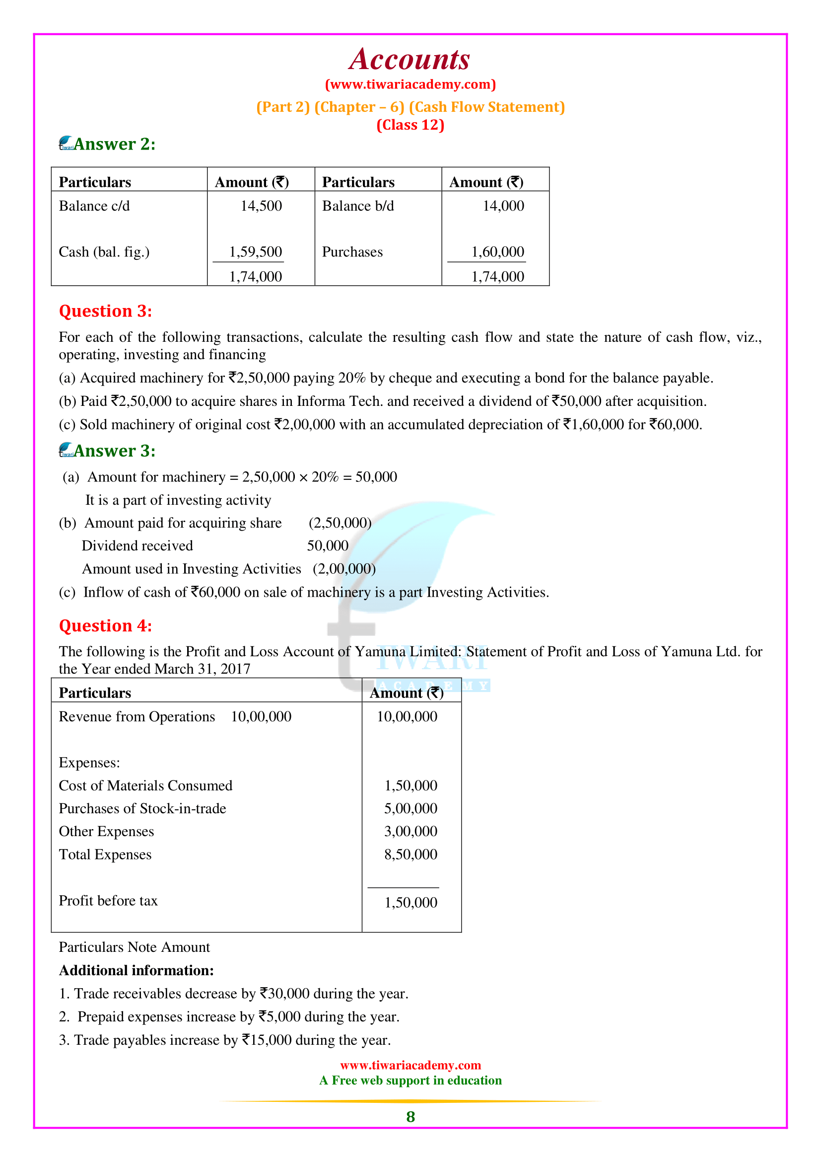 Class 12 Accounts Part 2 Chapter 6 question answers