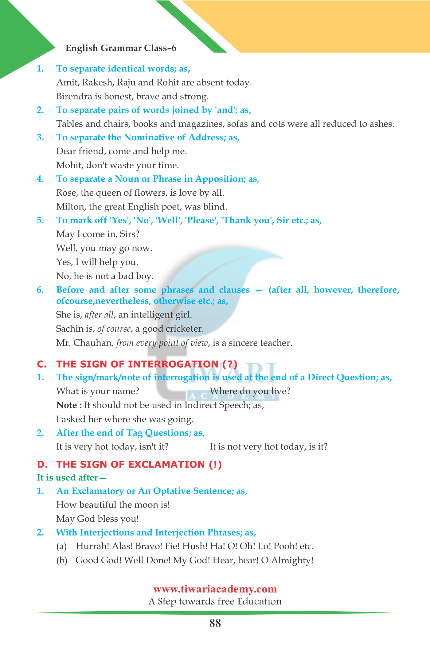Class 6 English Grammar Punctuation