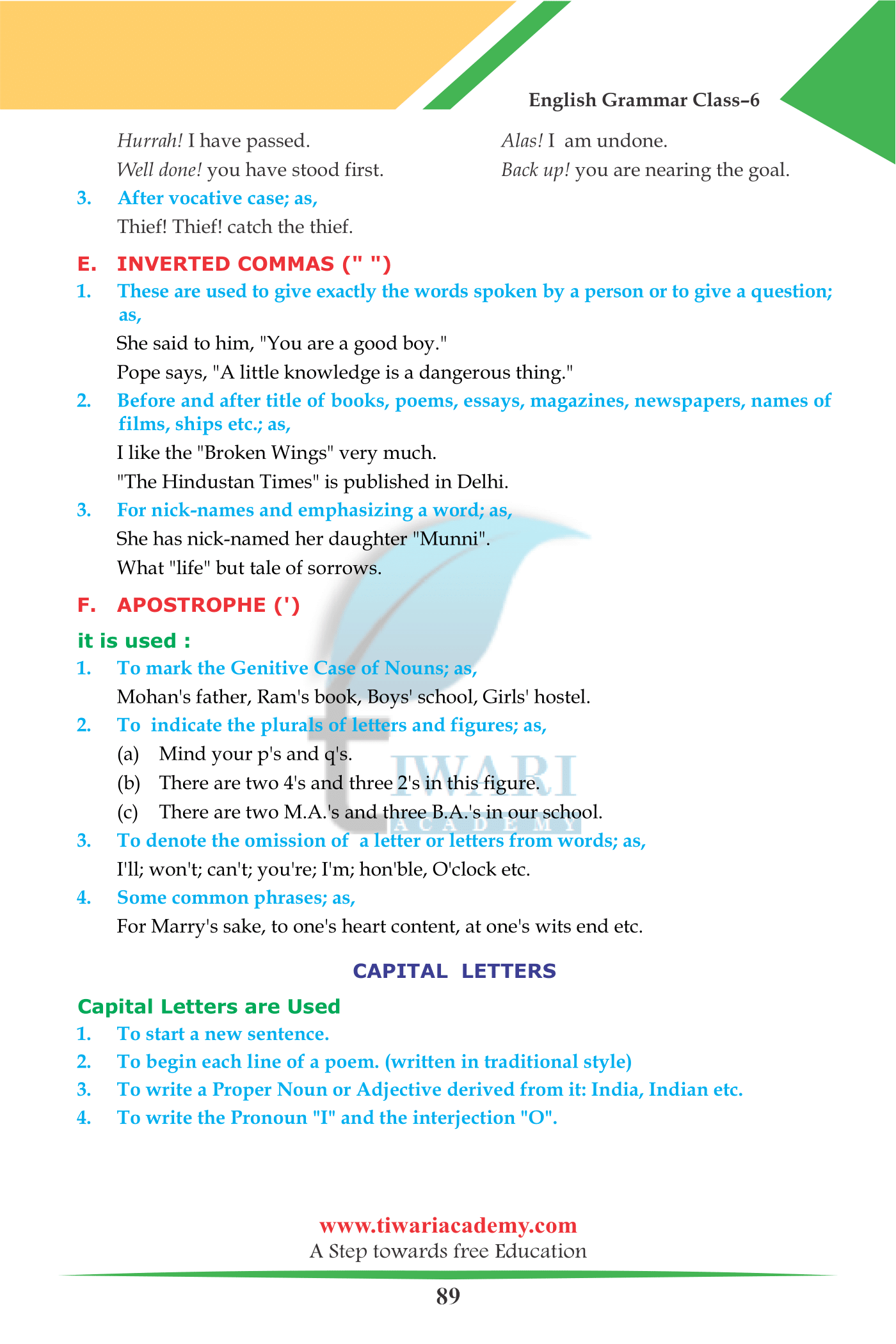 6th English Grammar Punctuation Marks