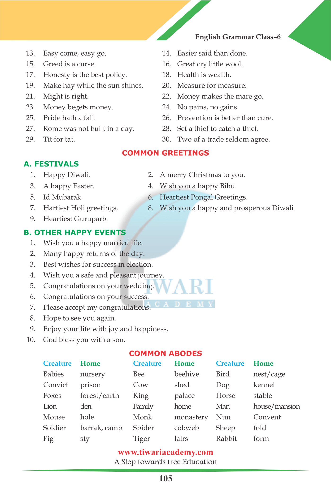 Class 6 English Grammar Chapter 25 Vocabulary and Word Power solutions