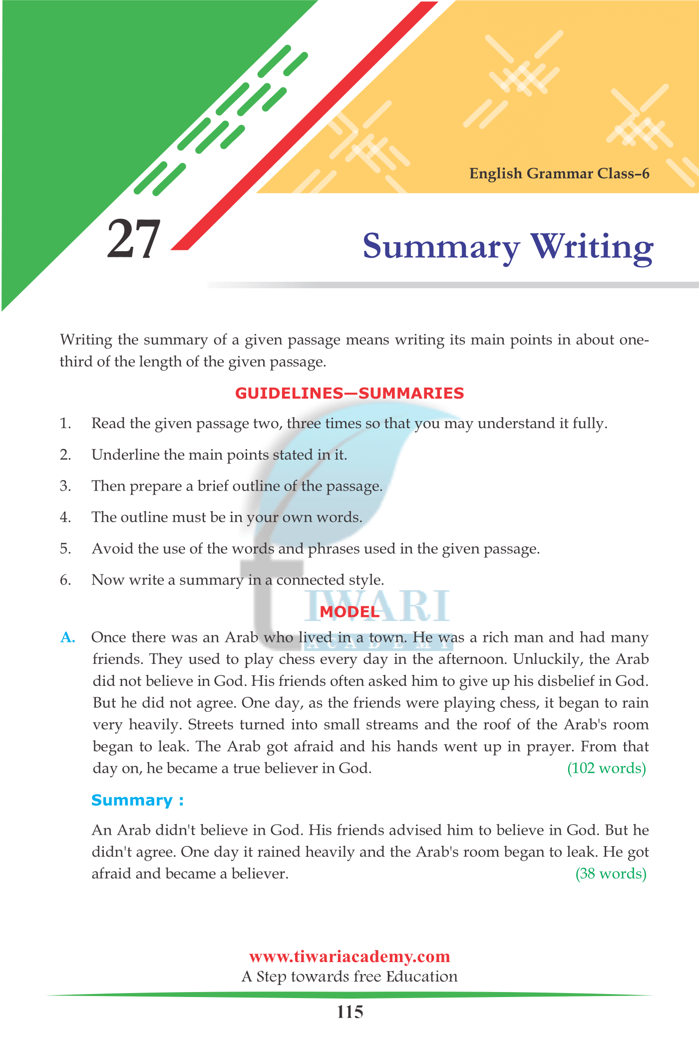 class 6 english chapter 2 short summary