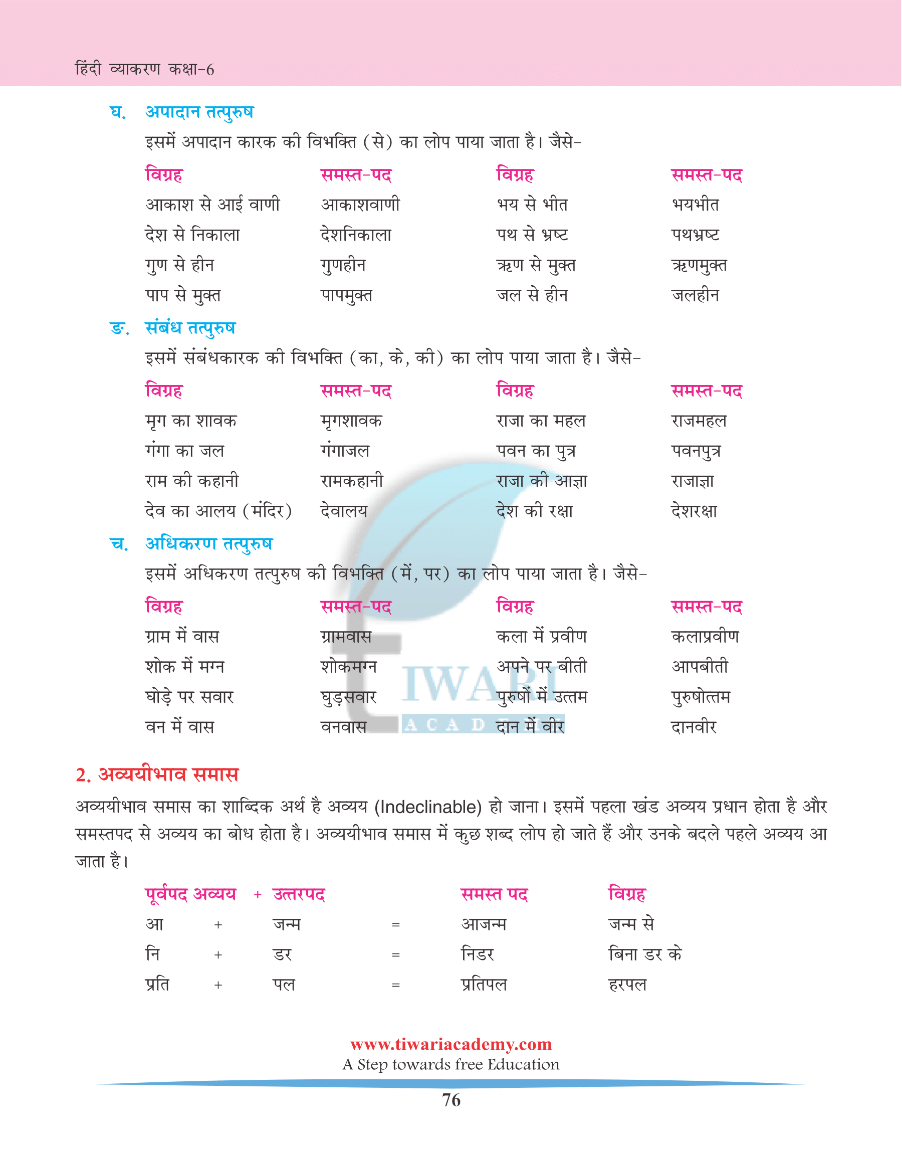 Class 6 Hindi Grammar समास