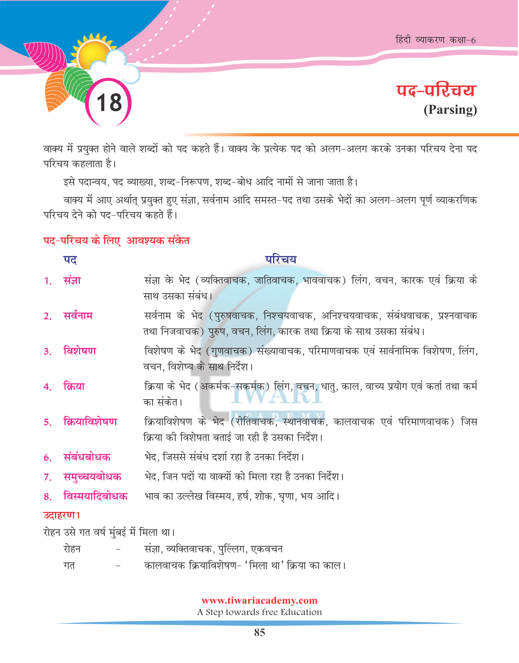 Class 6 Hindi Vyakaran Pad Parichay