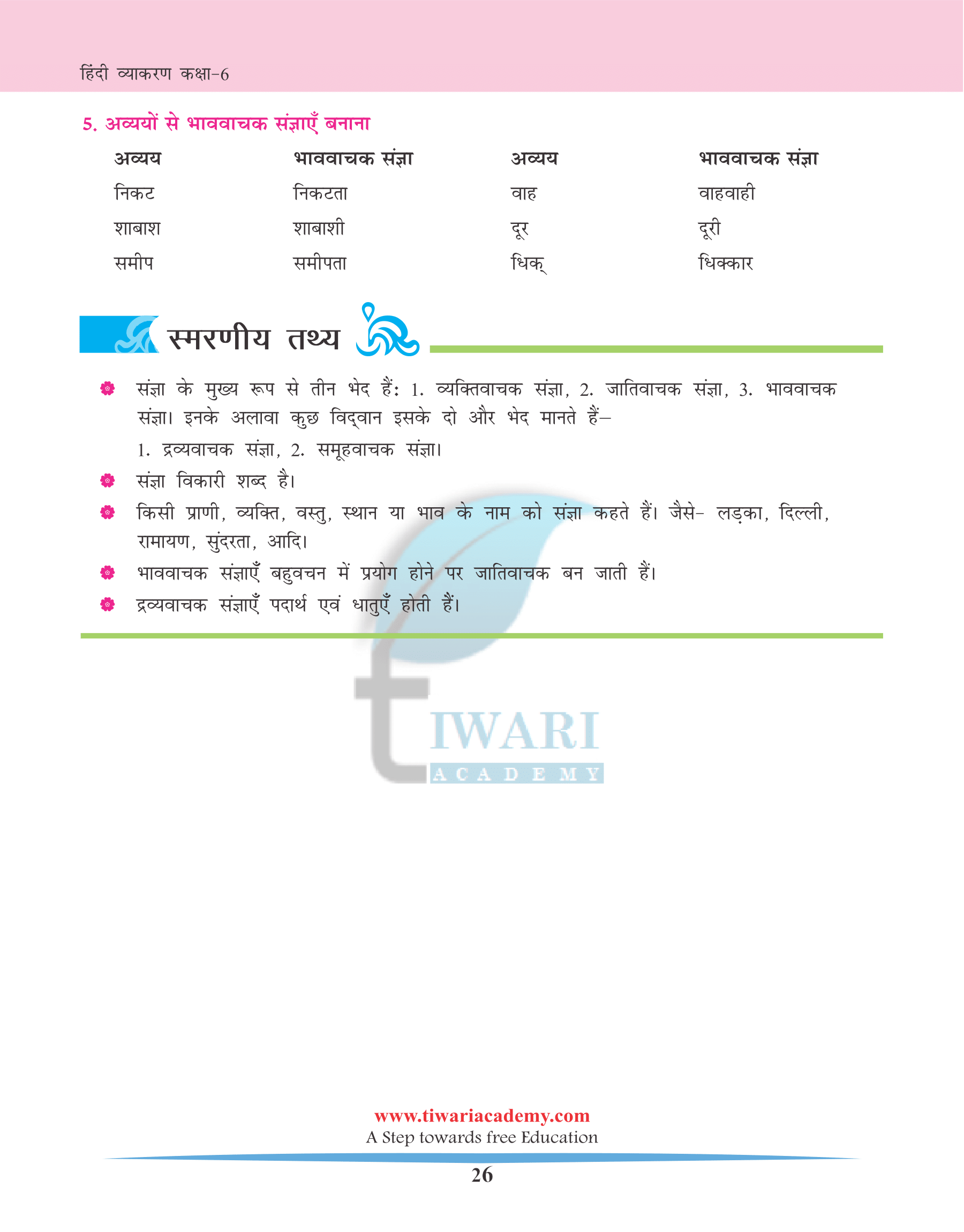 NCERT Solutions for Class 6 Hindi Grammar Chapter 5 संज्ञा