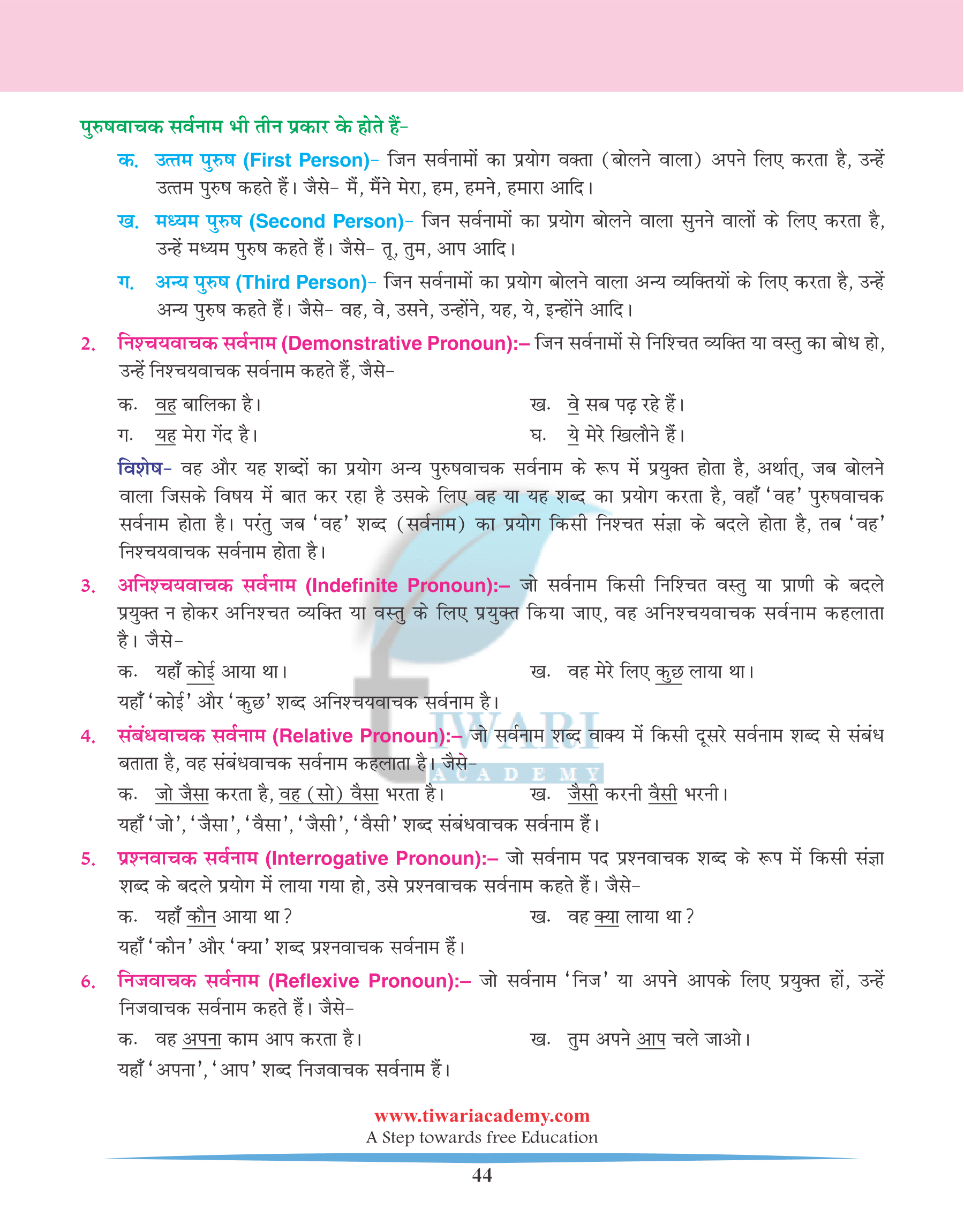 Class 6 Hindi Grammar सर्वनाम