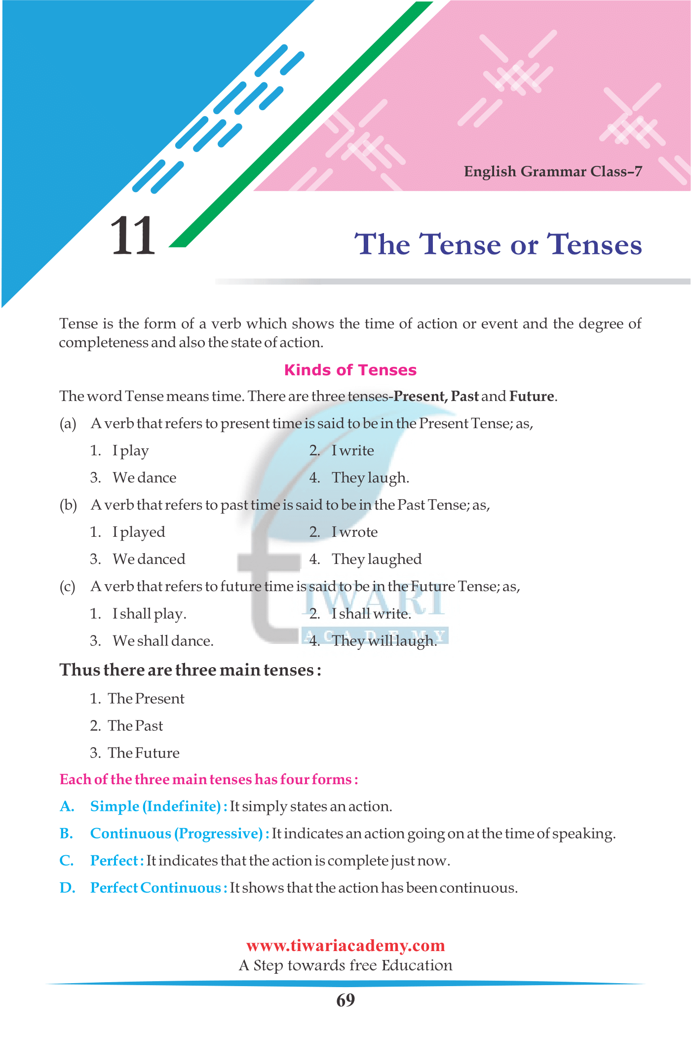 Class 7 English Grammar Chapter 11 The Tense or Tenses