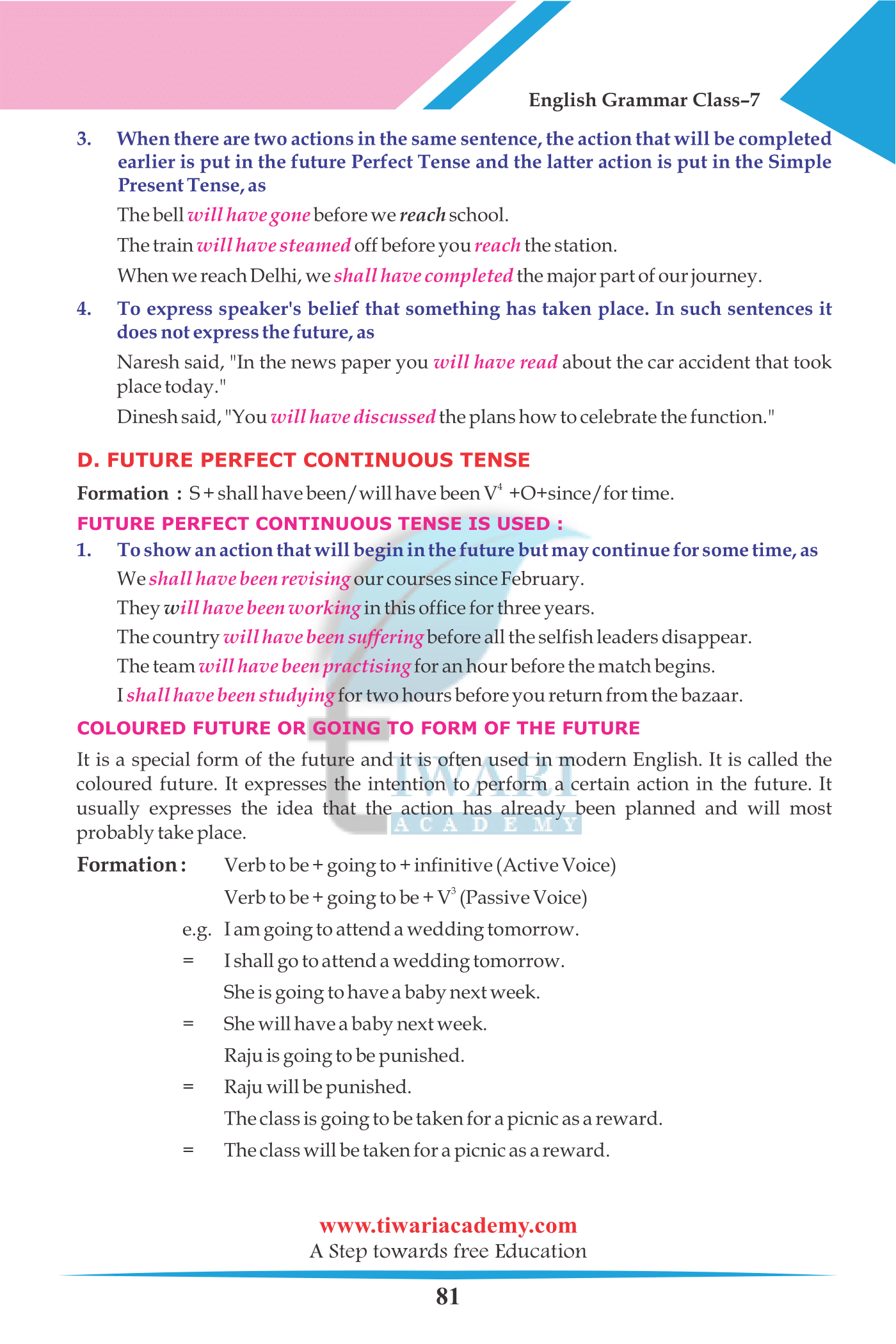 Class 7 English Grammar Chapter 11 The Tense or Tenses for 2022-2023.