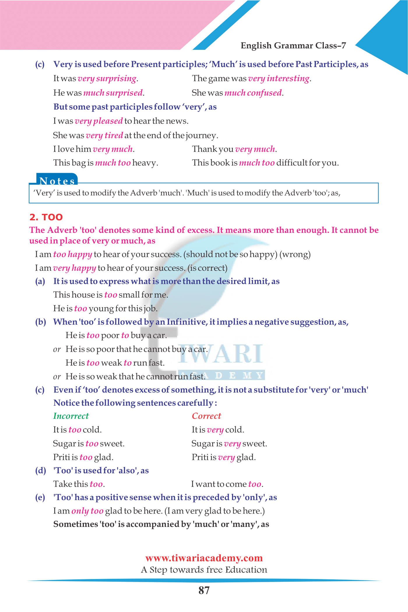 Class 7 English Grammar Chapter 13 The Adverb for session 2023-2024.