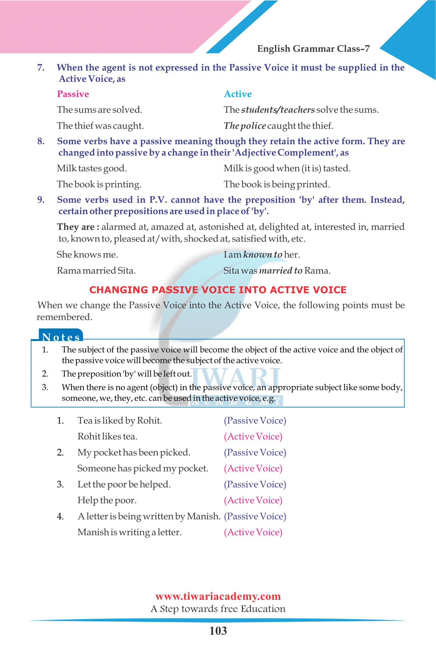 Class 7 The Active and Passive Voice