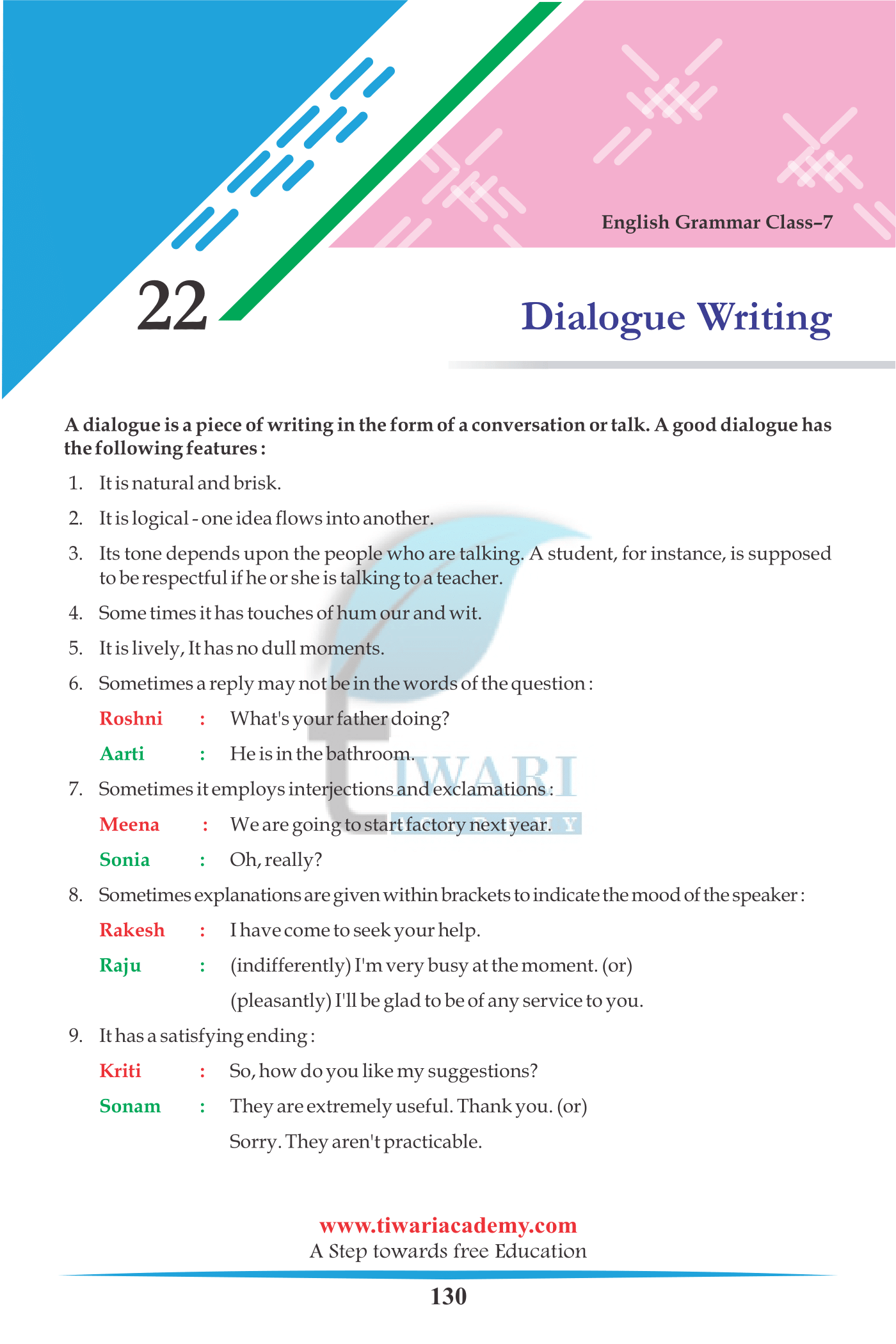 dialogue writing examples for class 10