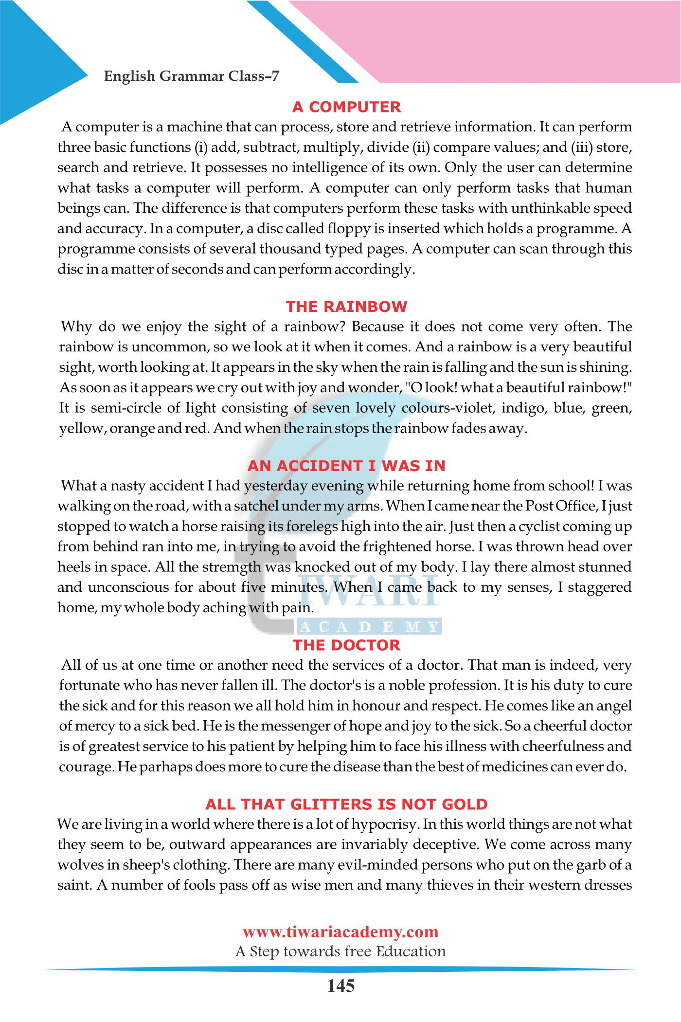 Class 7 English Grammar Paragraph Writing