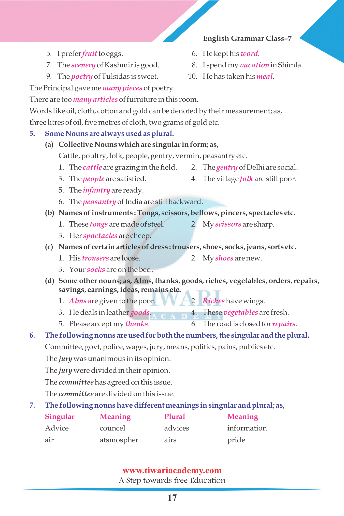 7th English Grammar ch. 3