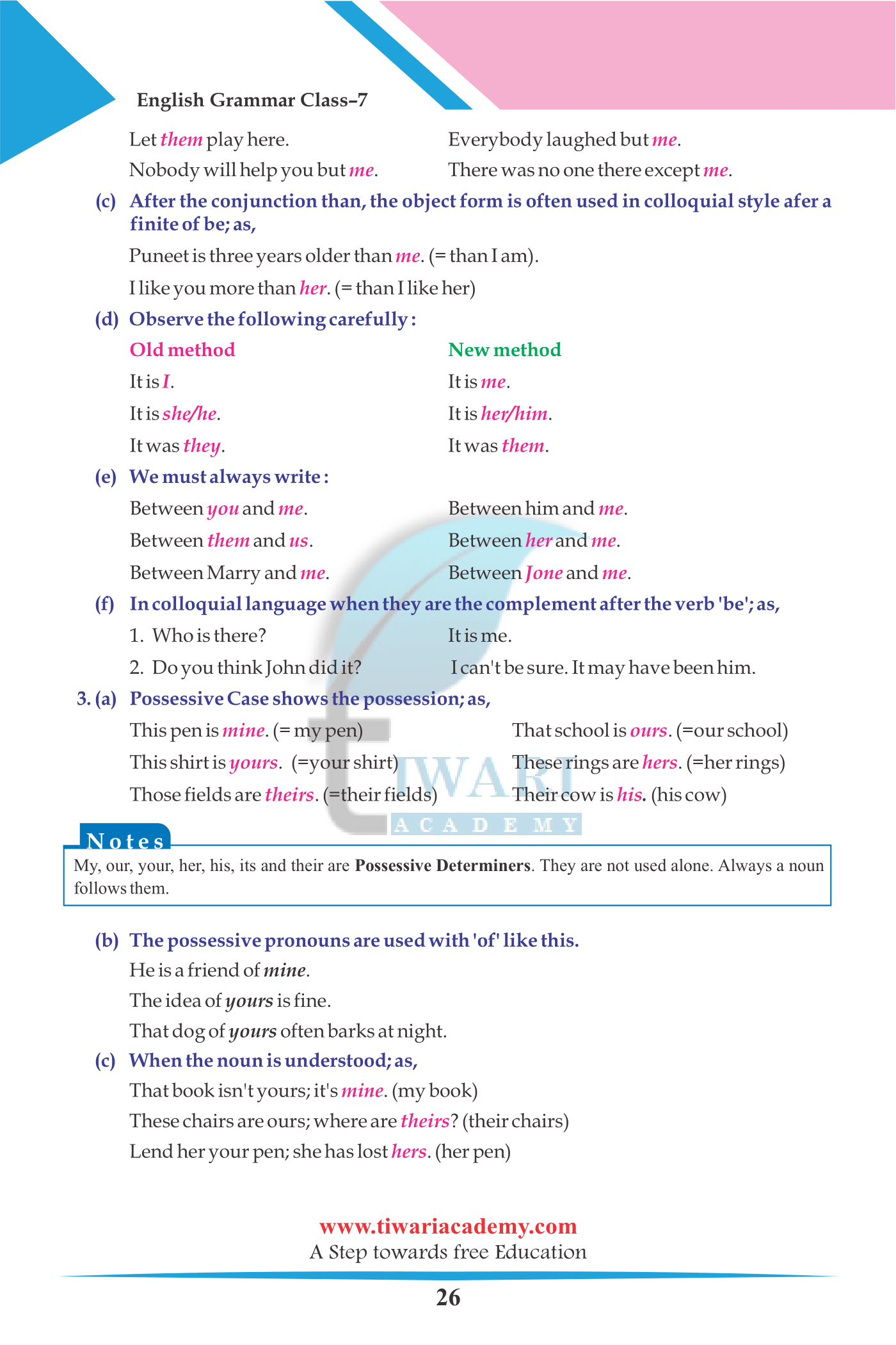 7th English Grammar The Pronoun