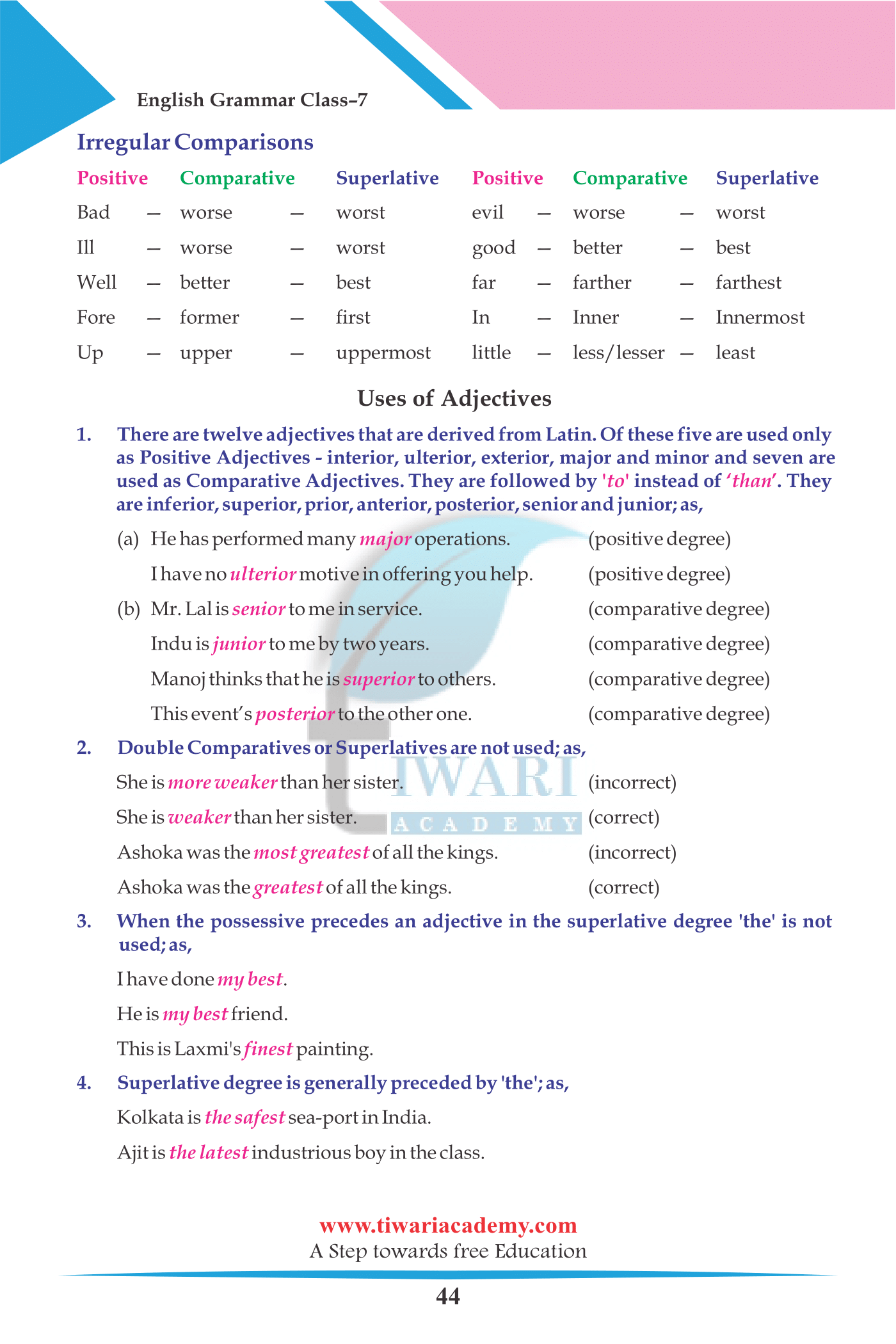 Standard 7 English Grammar The Adjective