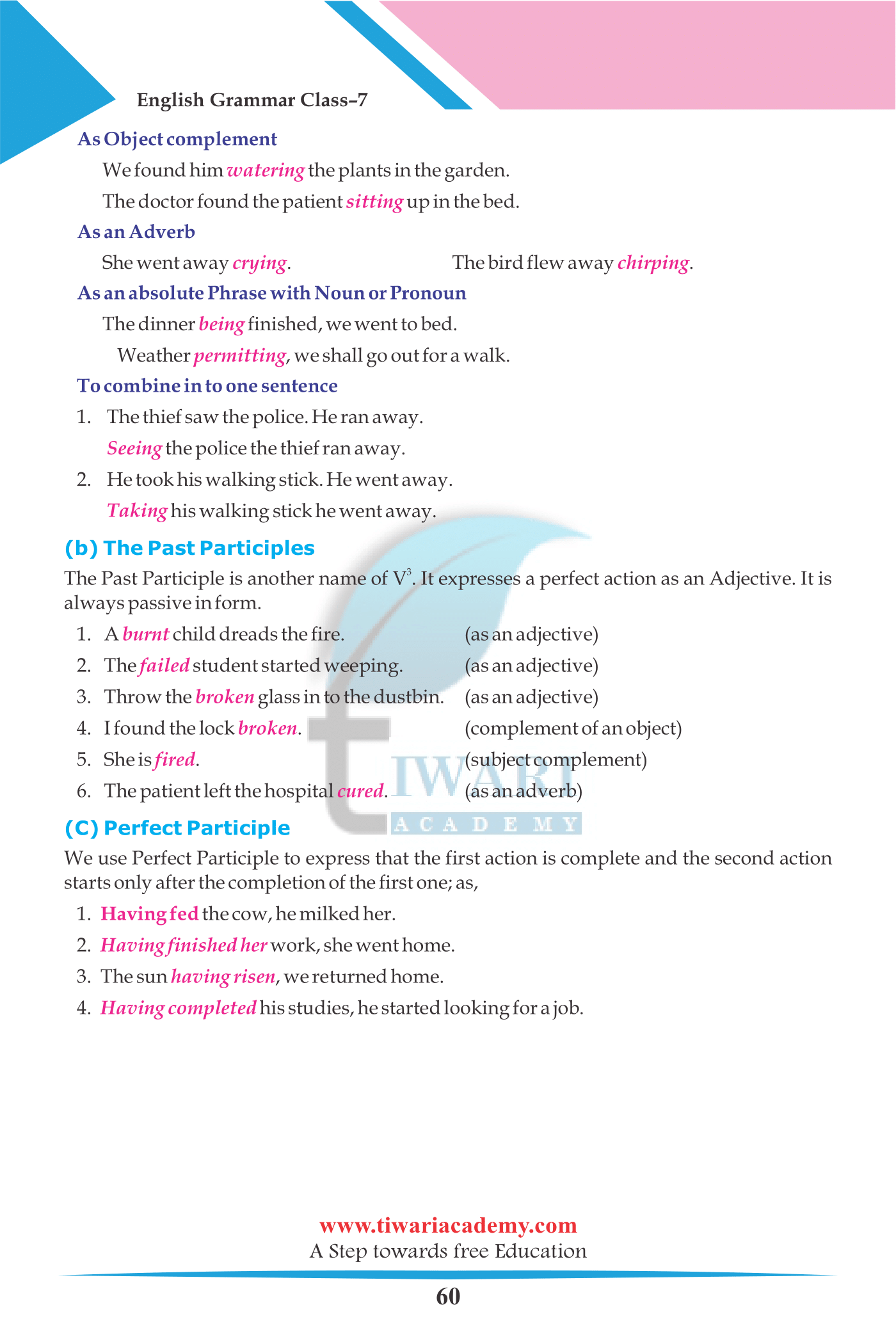 Class 7 English Grammar The Verb Non-Finite Forms