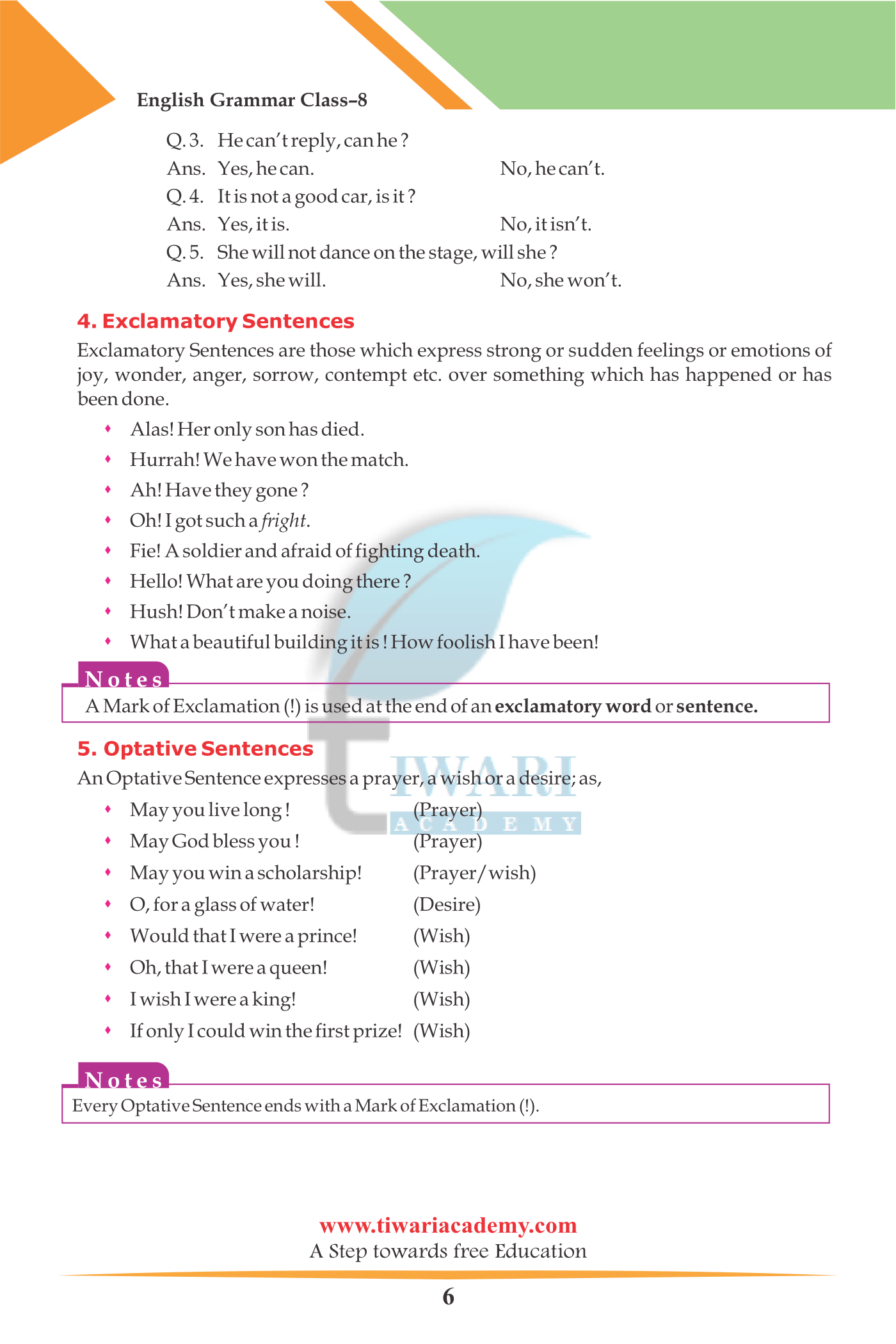 Grade 8th English Grammar Chapter 1 The Sentence CBSE