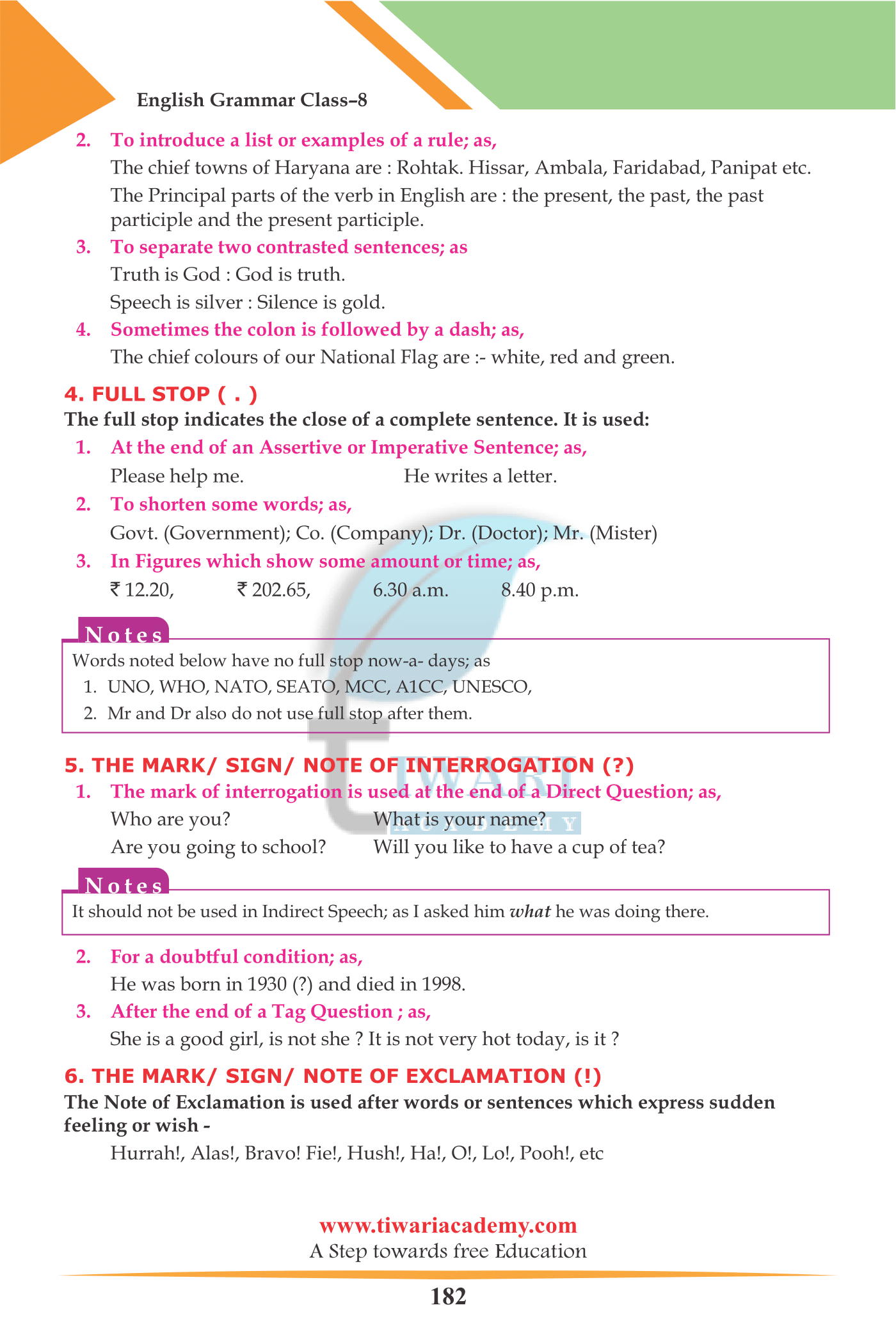 8th English Grammar Punchtuation