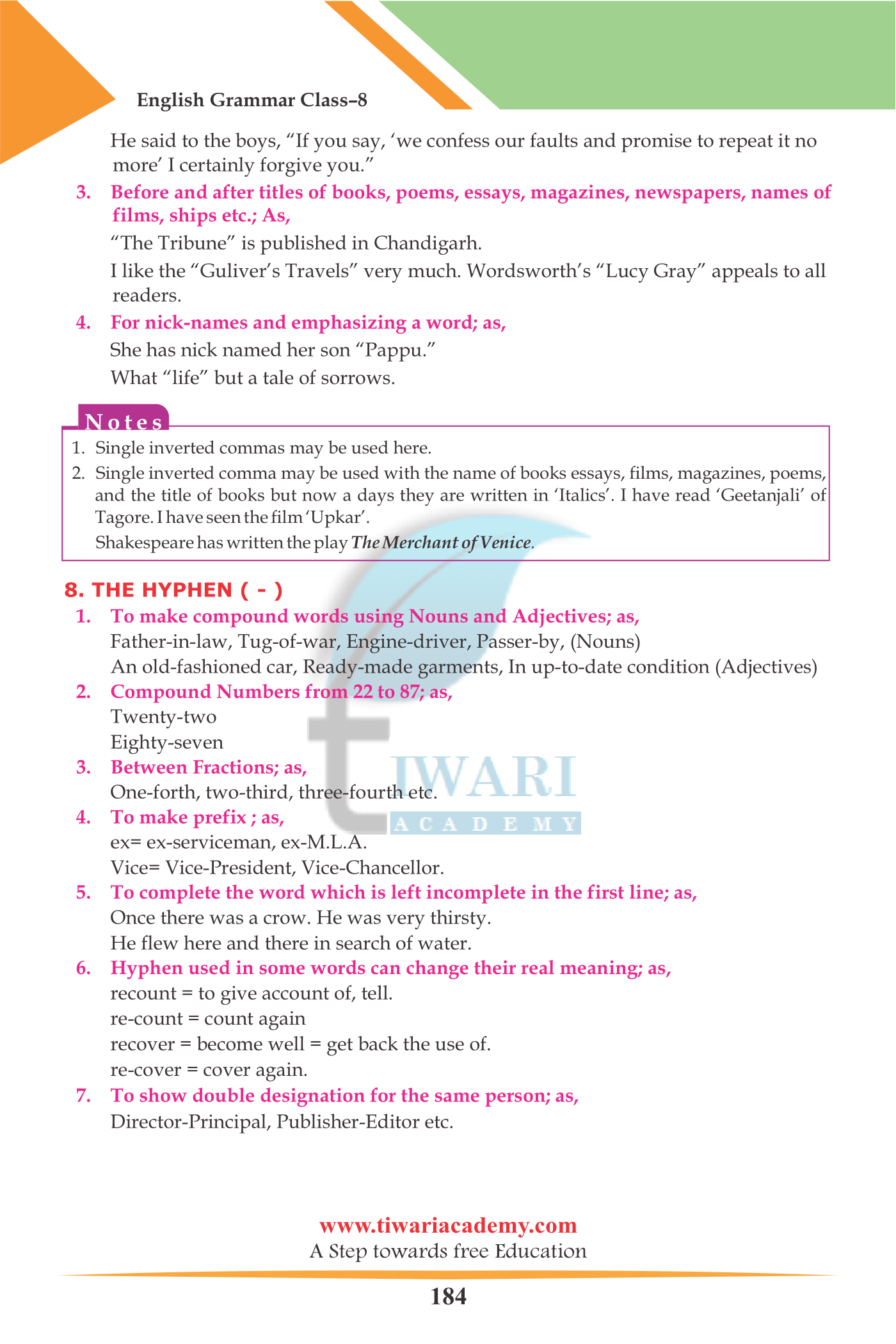 Class 8 English Grammar Chapter 14 Use of Capital Letters