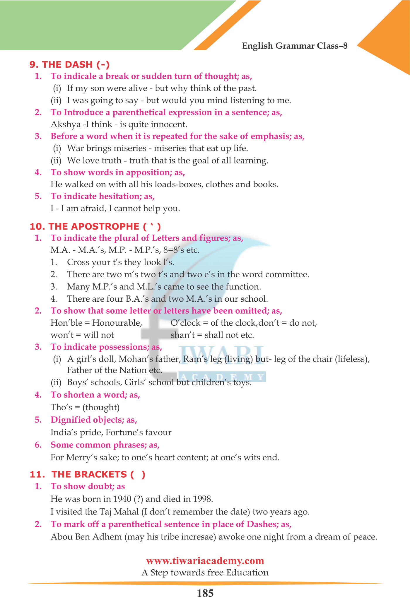 Class 8 English Grammar Chapter 14 Punctuation