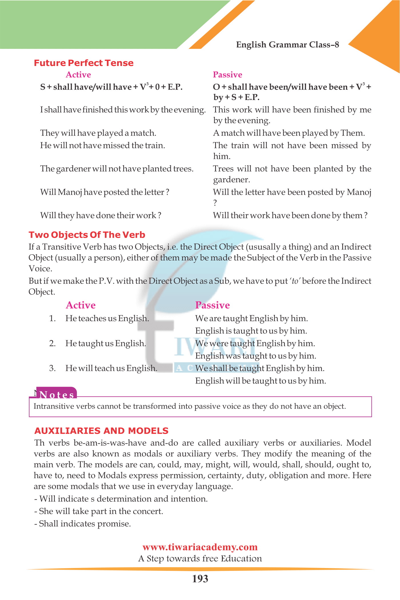 Active and Passive Voice for class 8