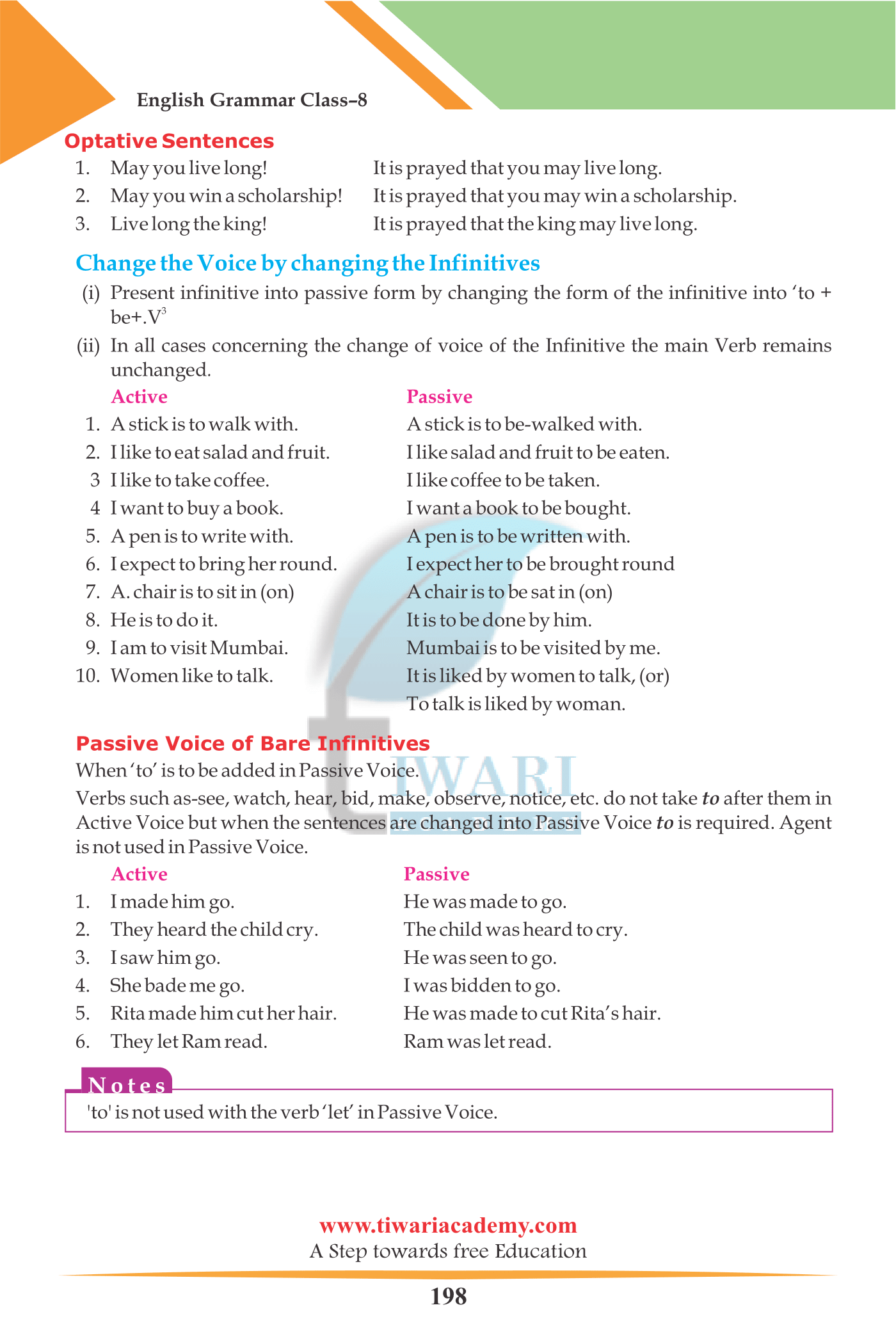 Class 8 English Grammar Chapter 15 Active and Passive Voice 2022-2023