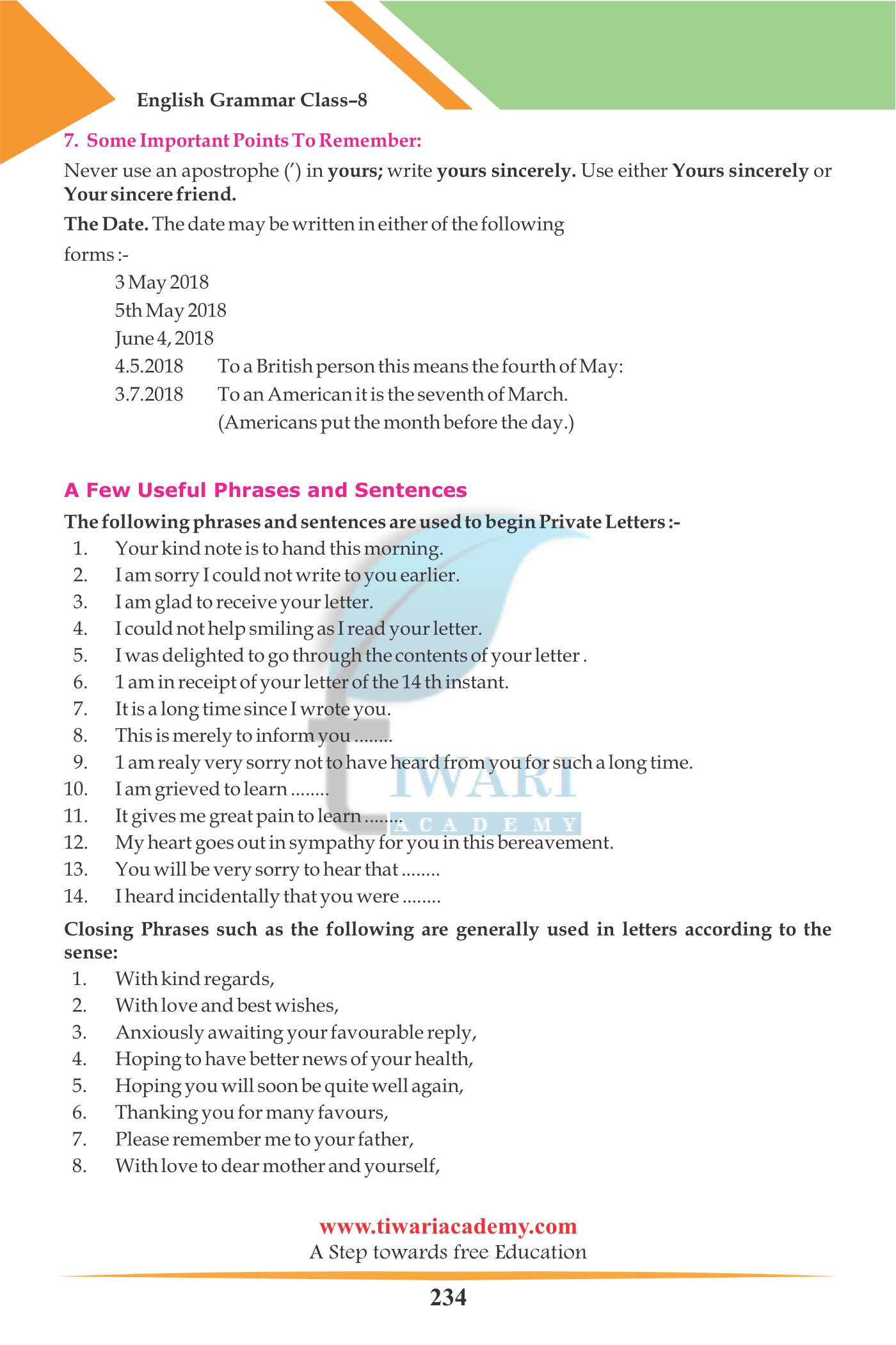 Standard 8 English Grammar Chapter 19