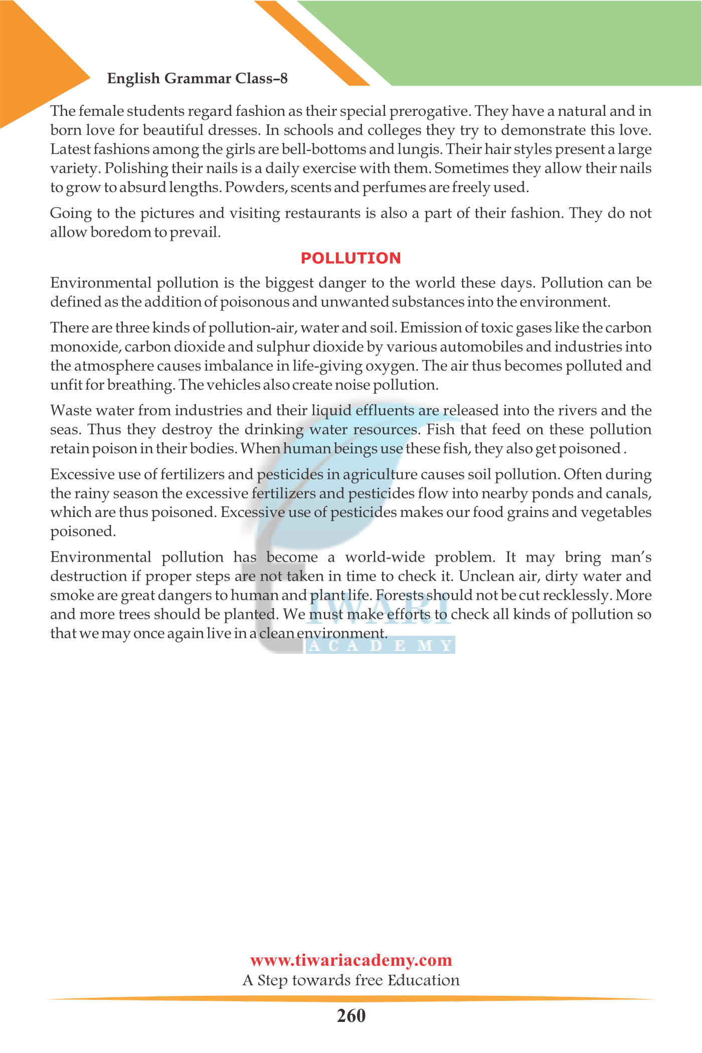 Grammar for class 8 Essay Writing