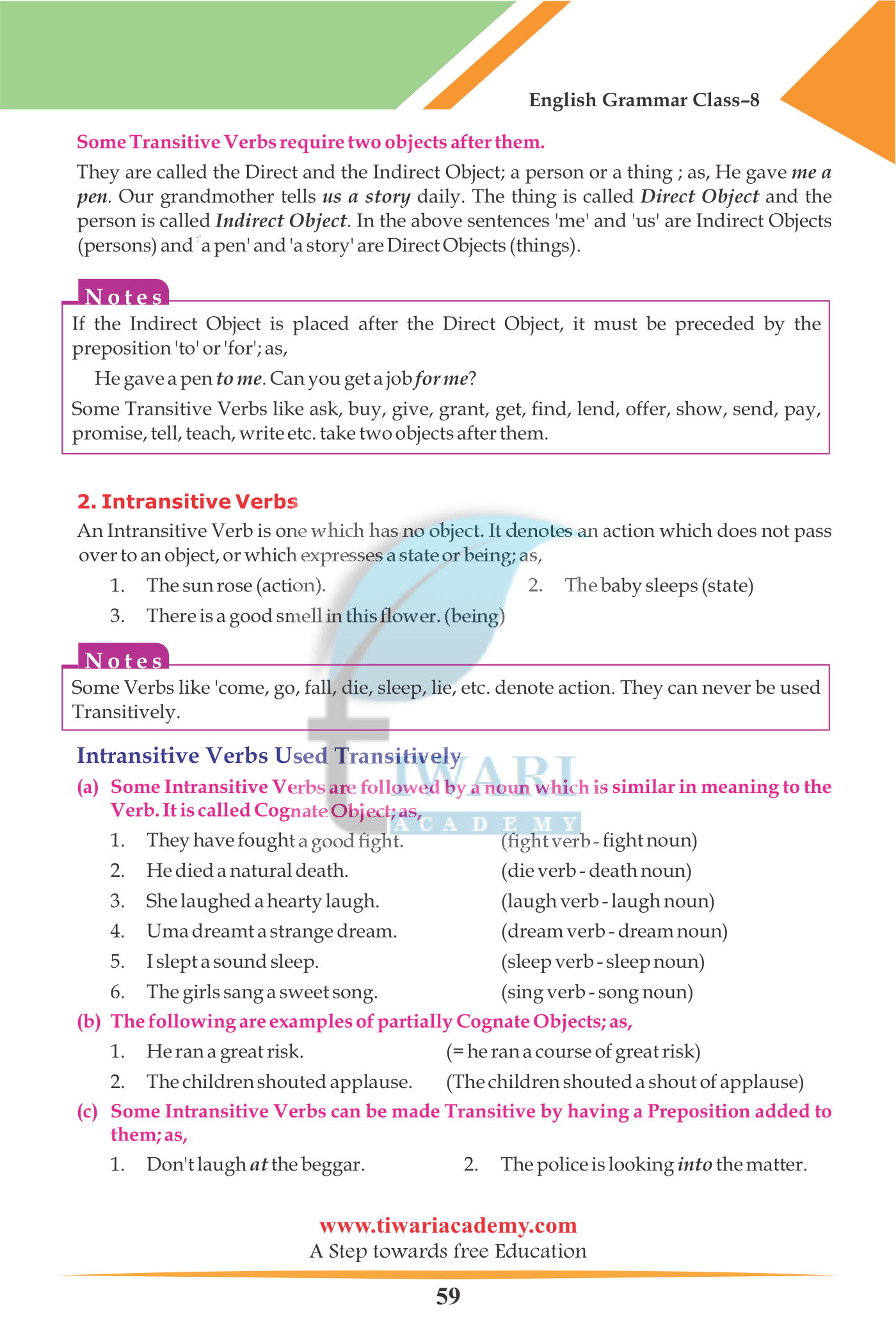Class 8 English Grammar Chapter 6 The Verb CBSE board