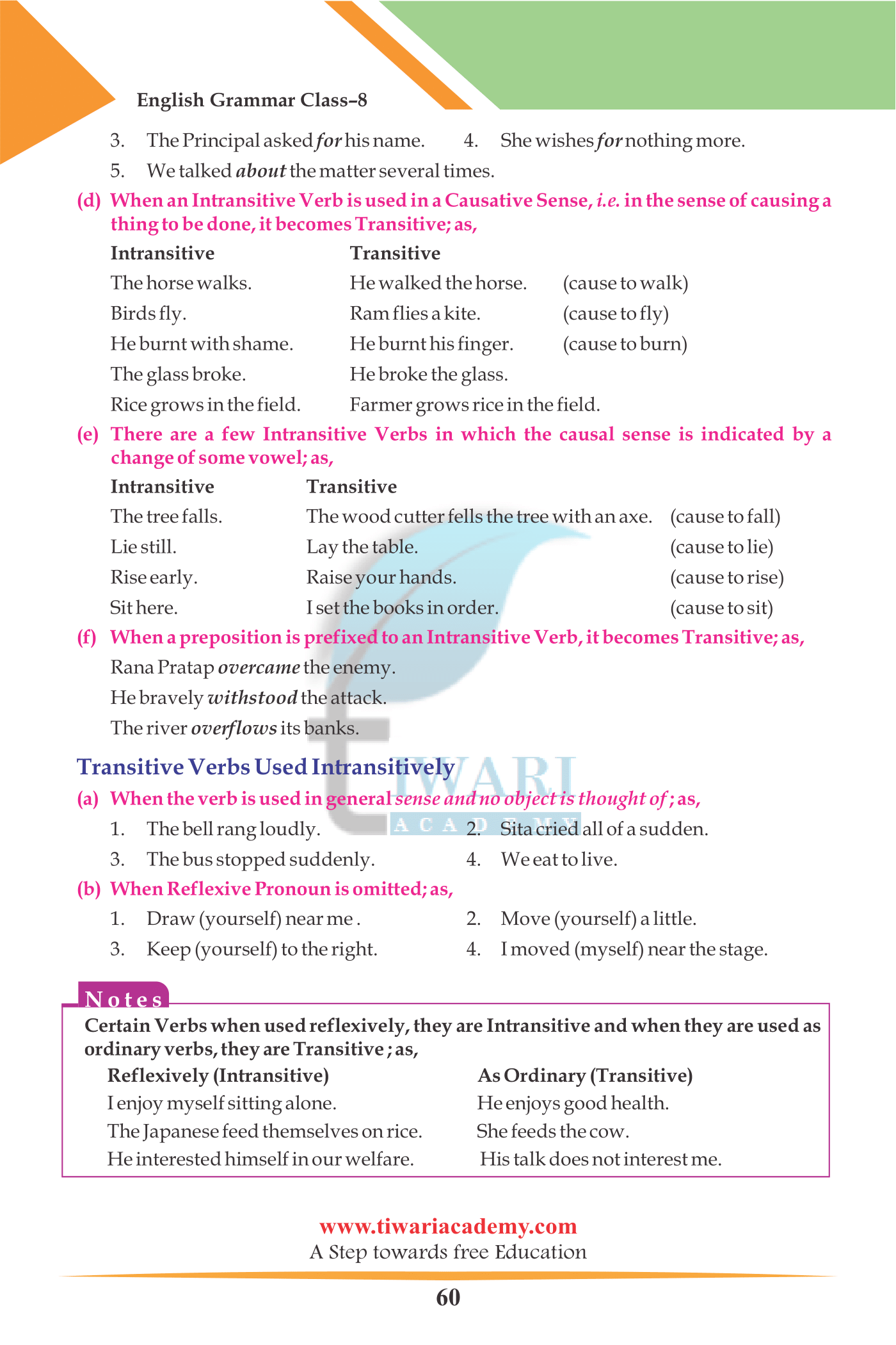 Class 8 English Grammar Chapter 6 The Verb UP Board