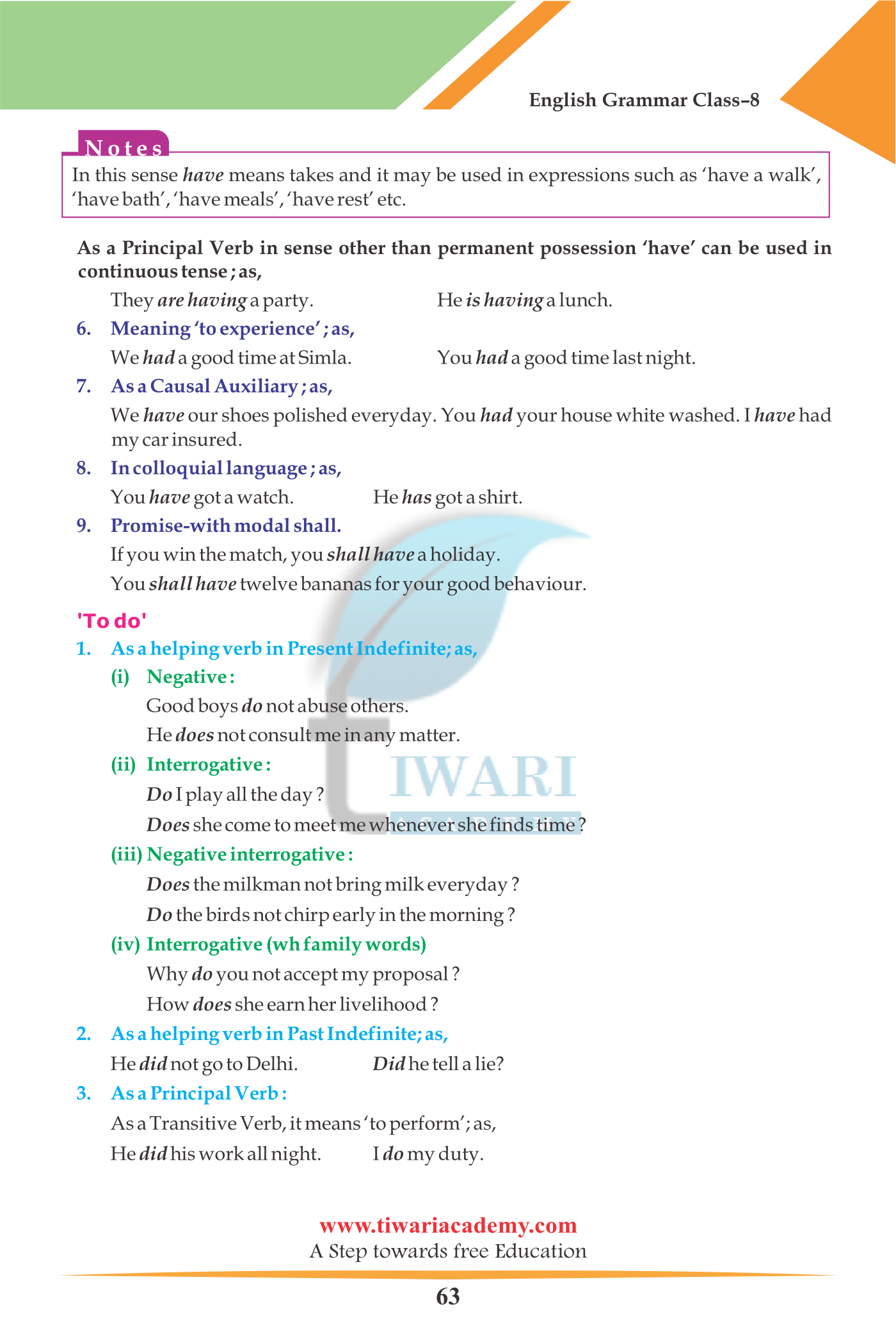 Class 8 English Grammar The Verb