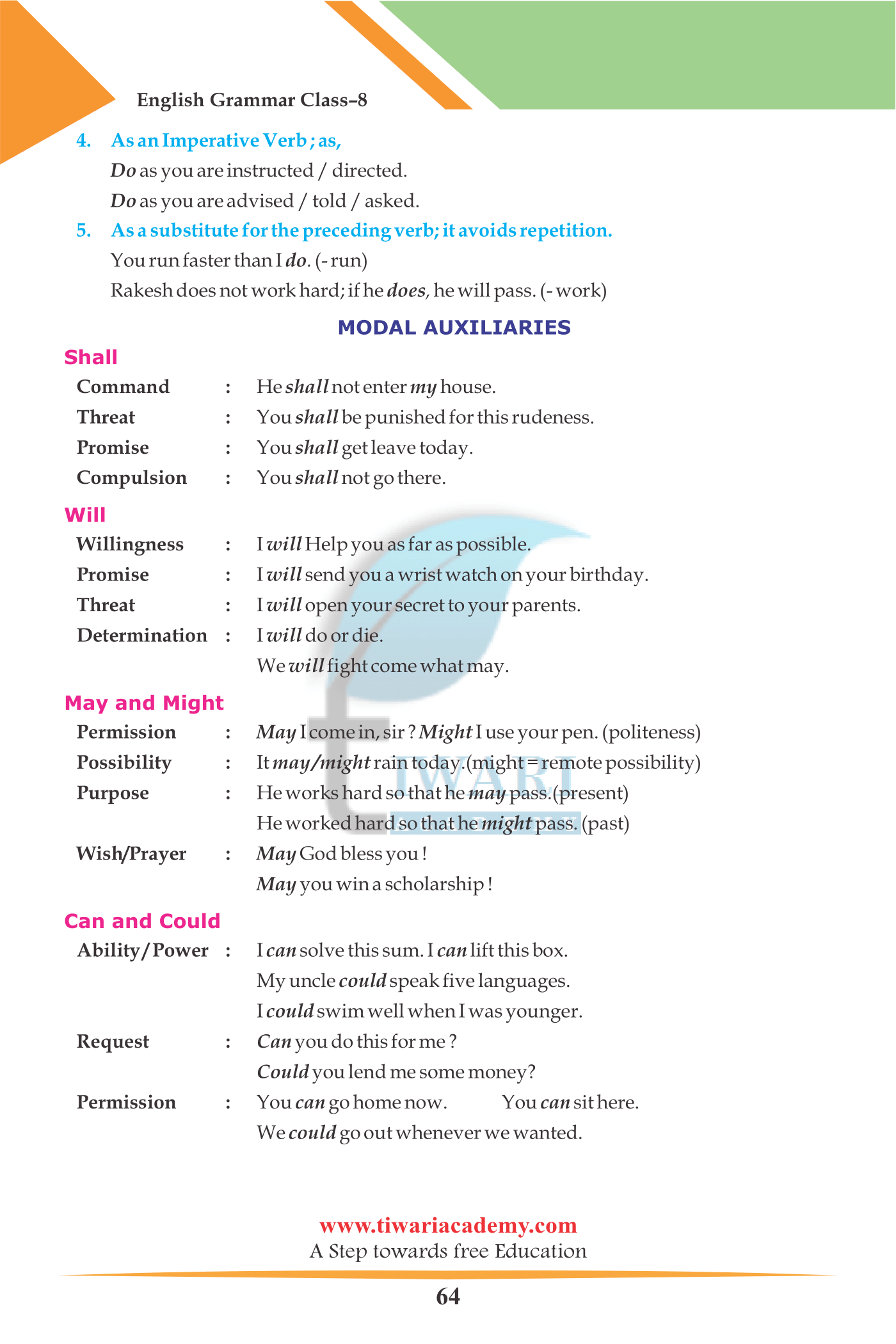 Class 8 English Grammar The Verb examples